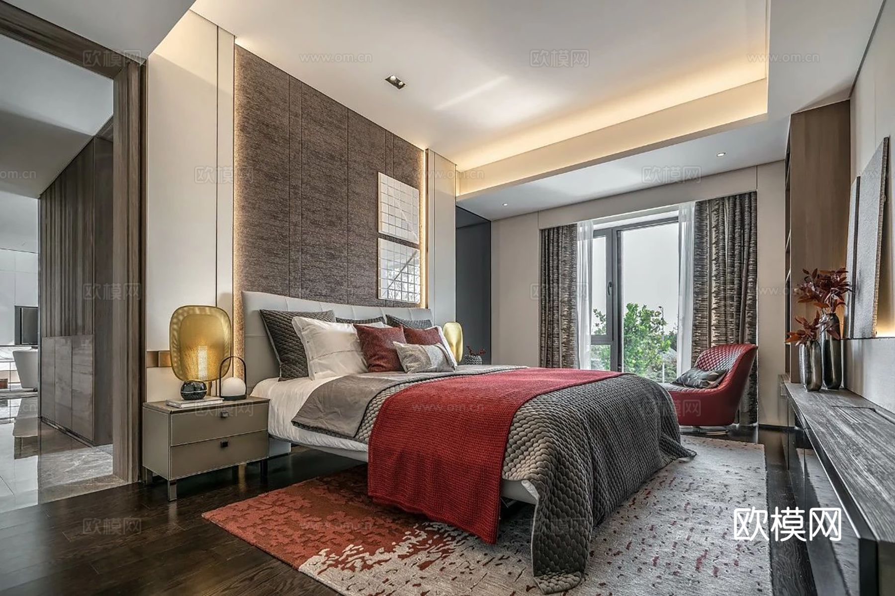 意式现代家装设计 客厅卧室效果图下载（渲染图7）