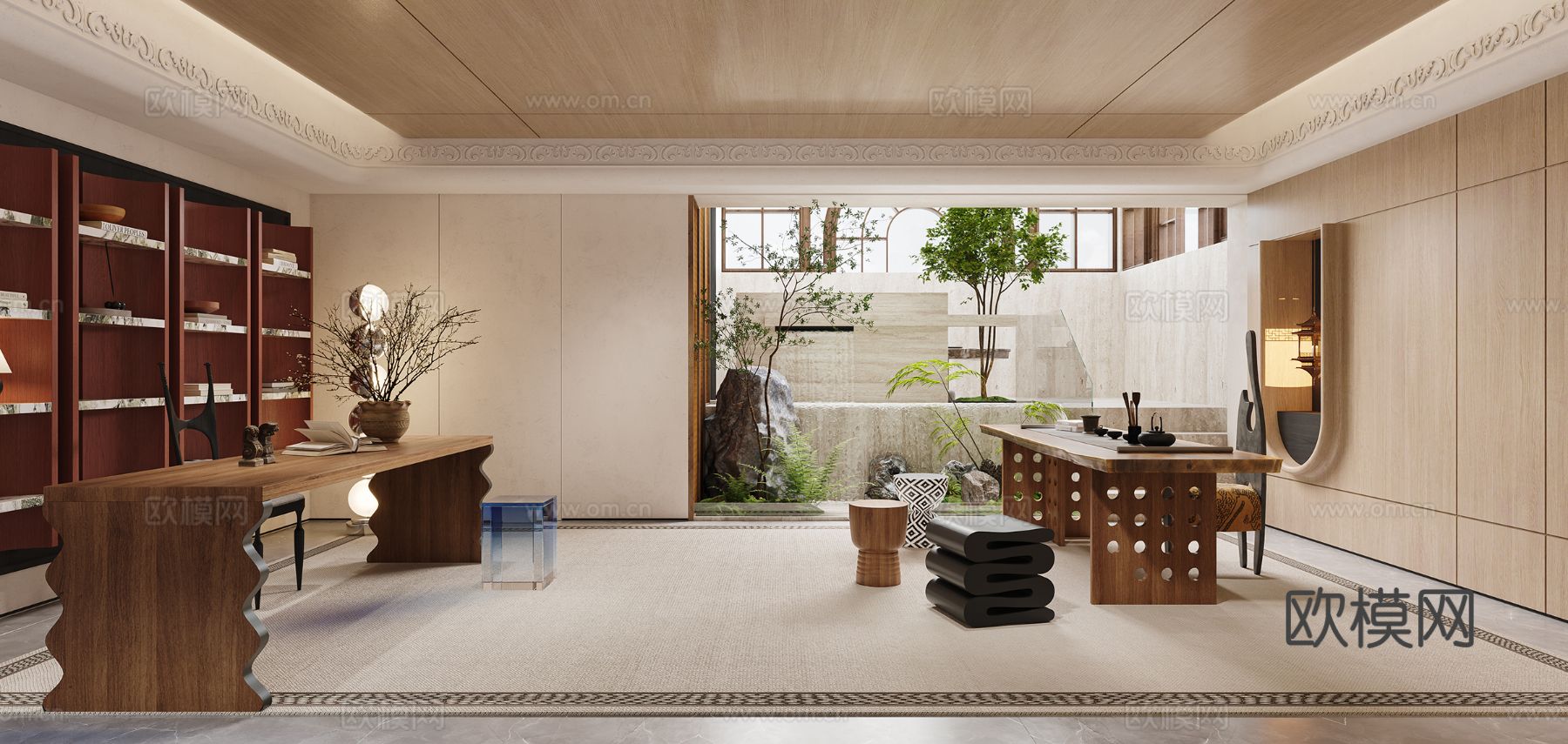 中古风地下室 茶室效果图下载（渲染图7）