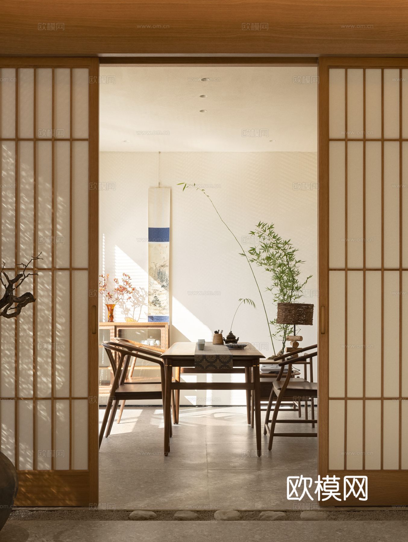 新中式茶室设计 餐厅效果图下载（渲染图9）