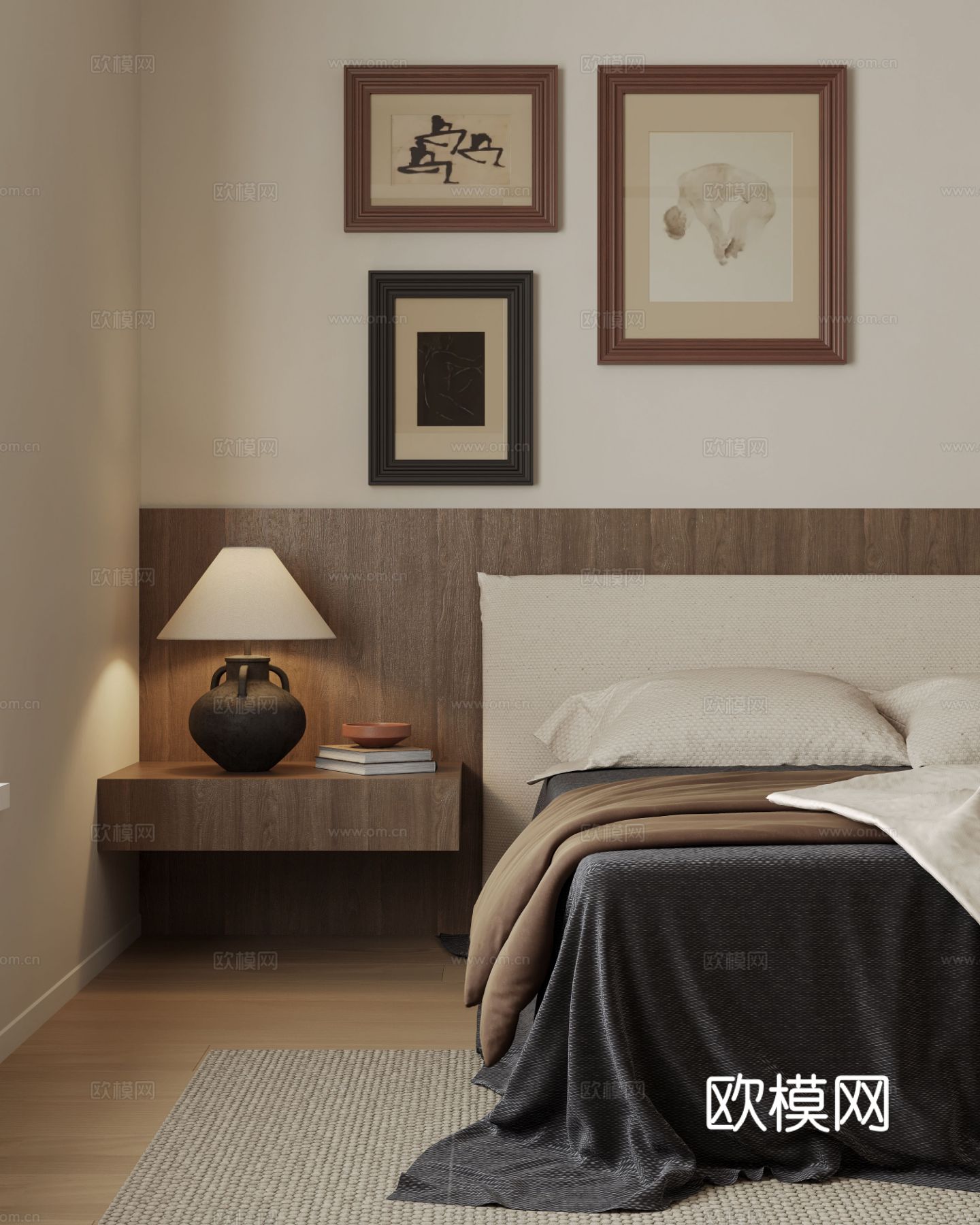 中古风家装客厅 卧室效果图下载（渲染图5）