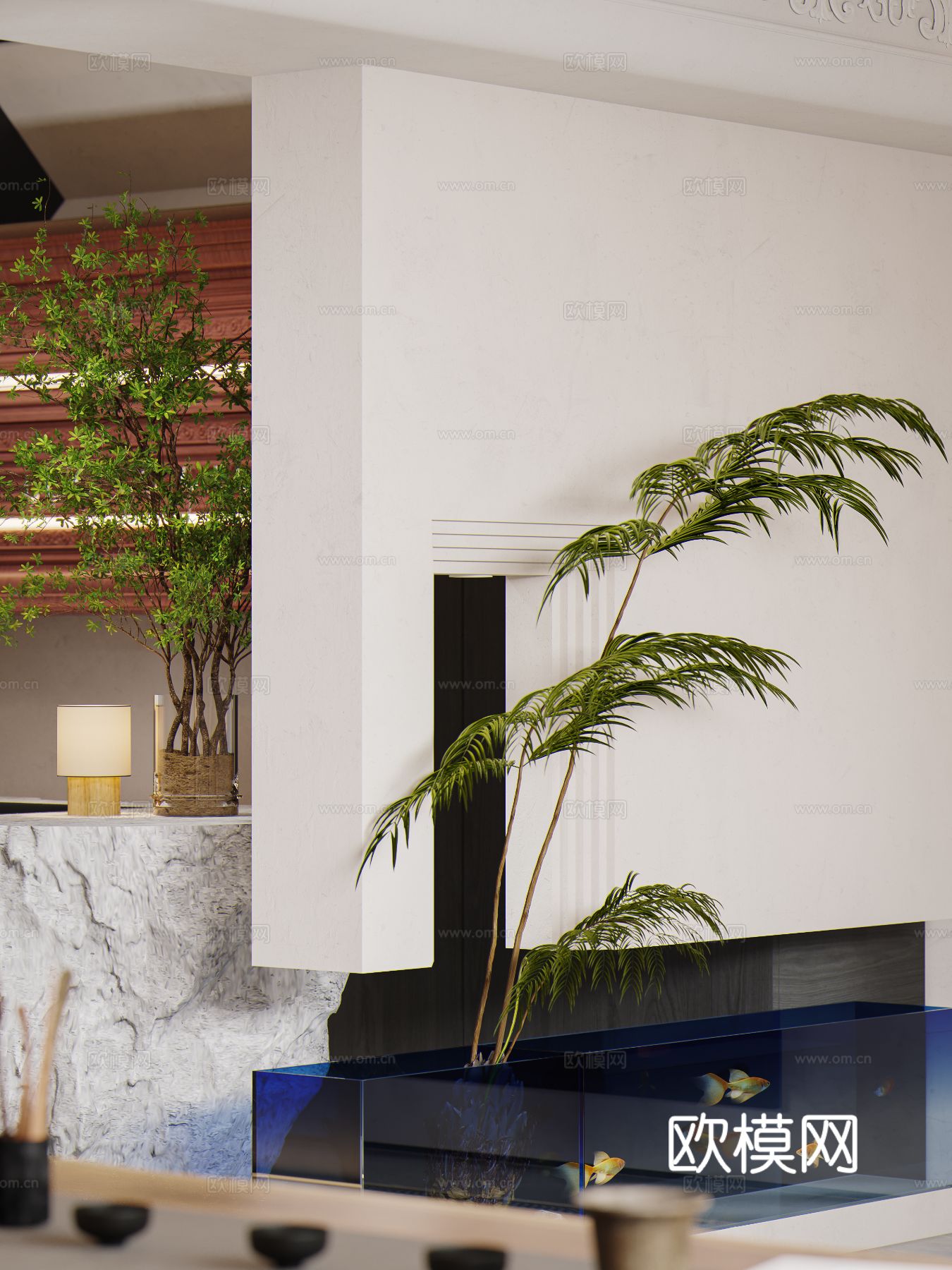 中古风地下室 茶室效果图下载（渲染图2）