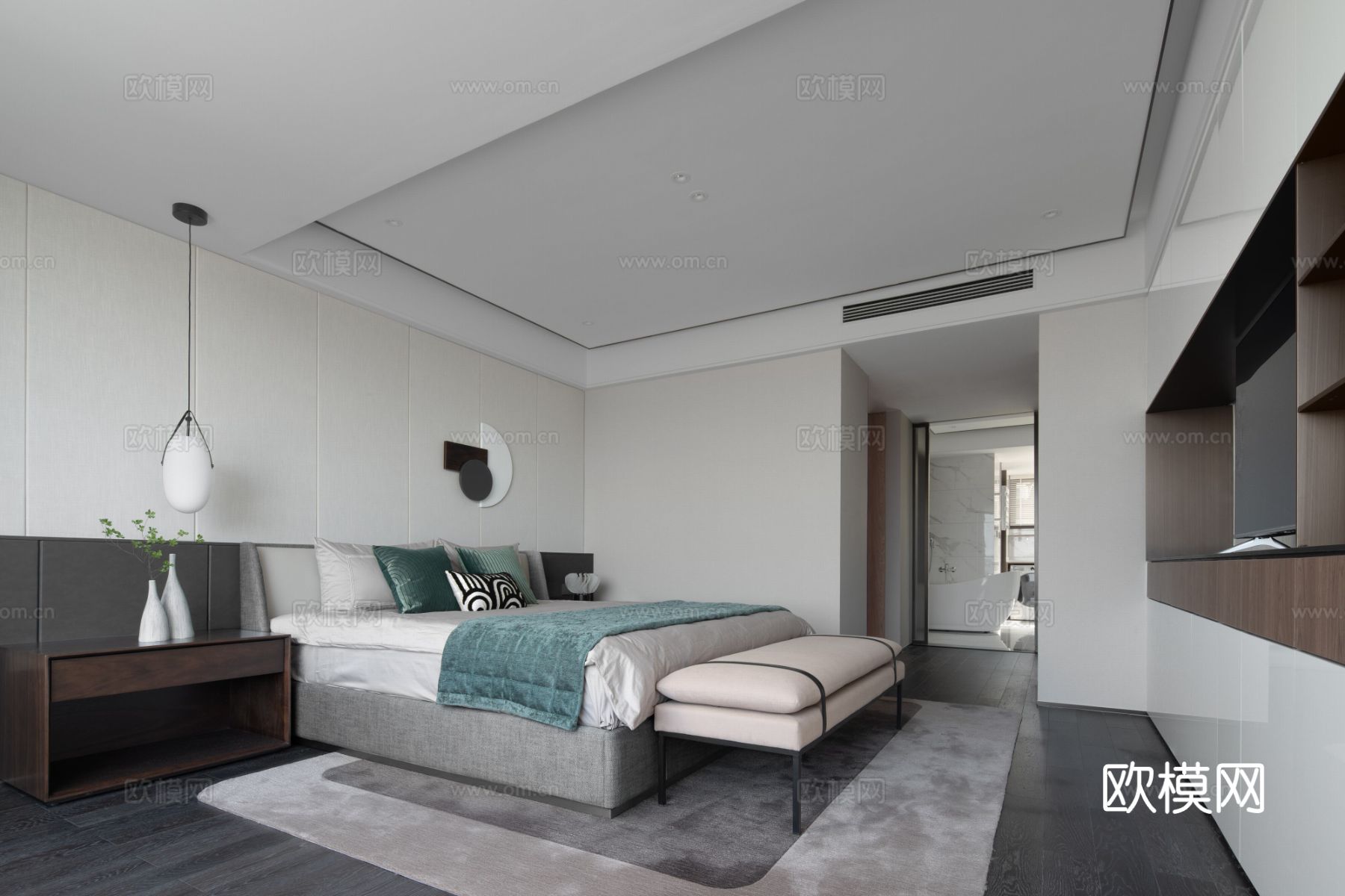 意式现代家装设计 客厅卧室效果图下载（渲染图9）