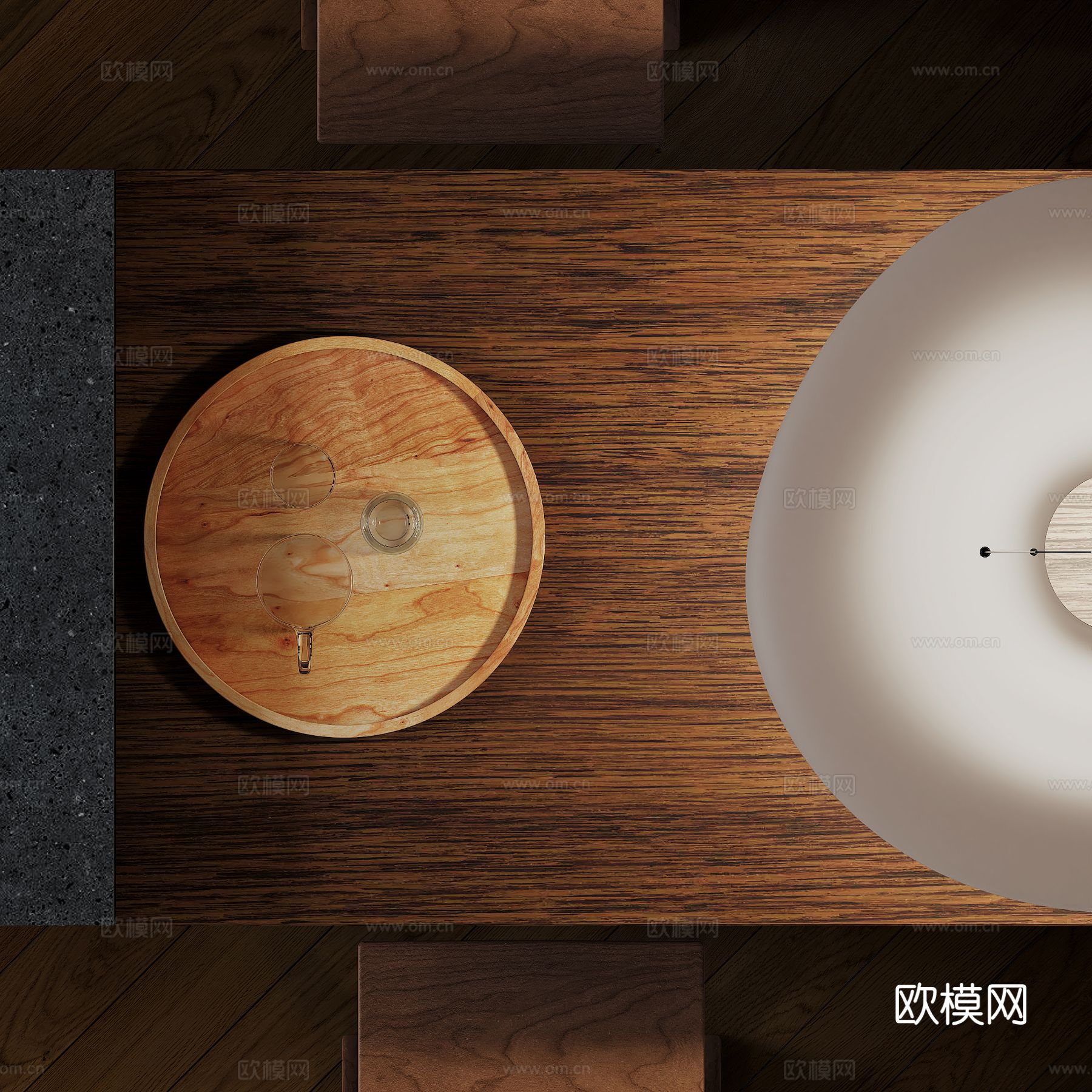 中古风家装效果客厅卧室大平层效果图下载（渲染图13）