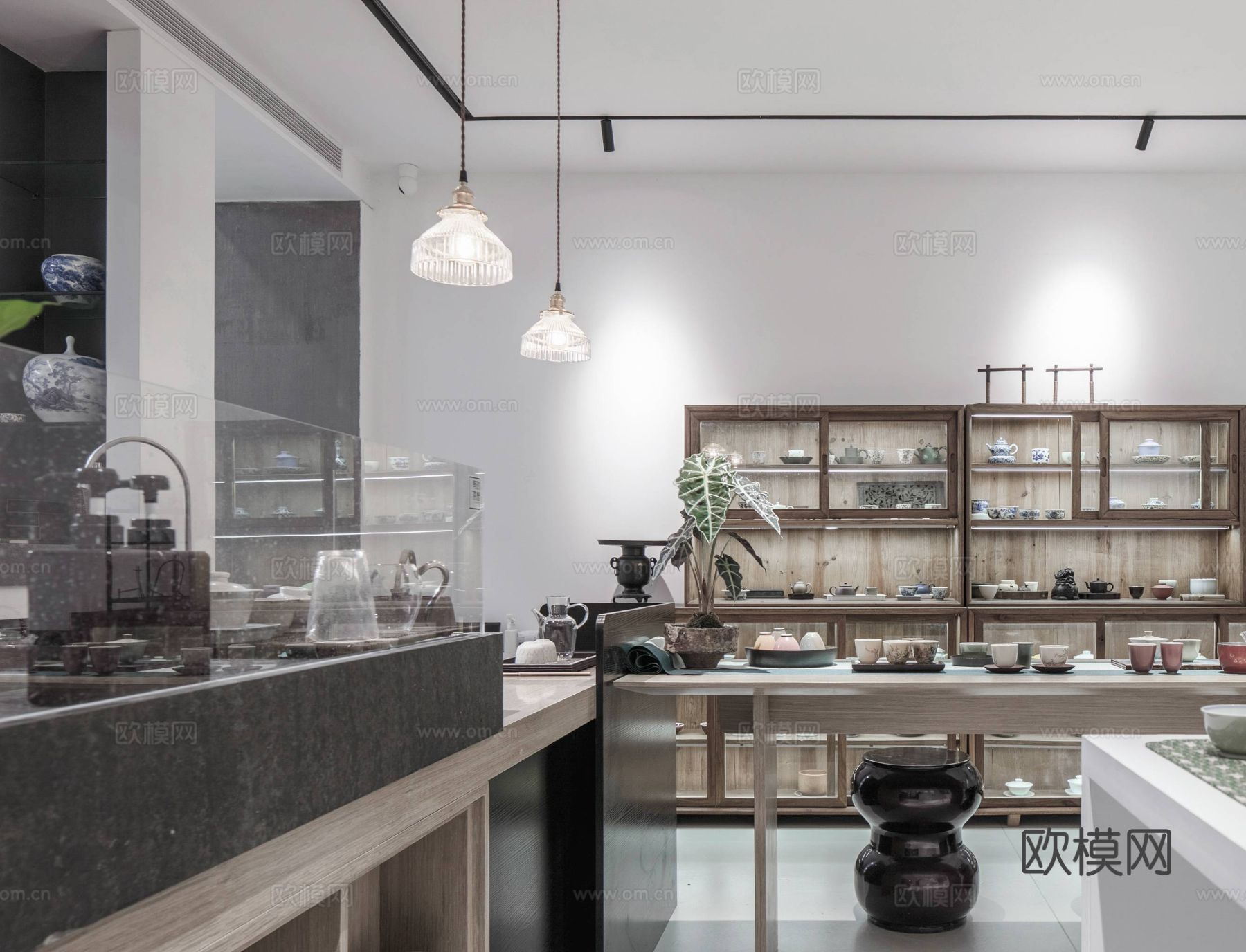 新中式茶室 餐厅效果图下载（渲染图12）