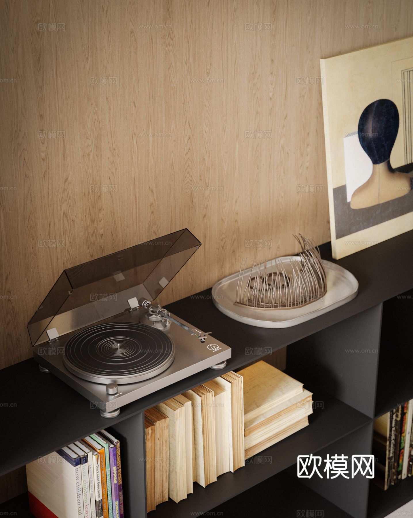 中古风家装效果客厅卧室大平层效果图下载（渲染图11）