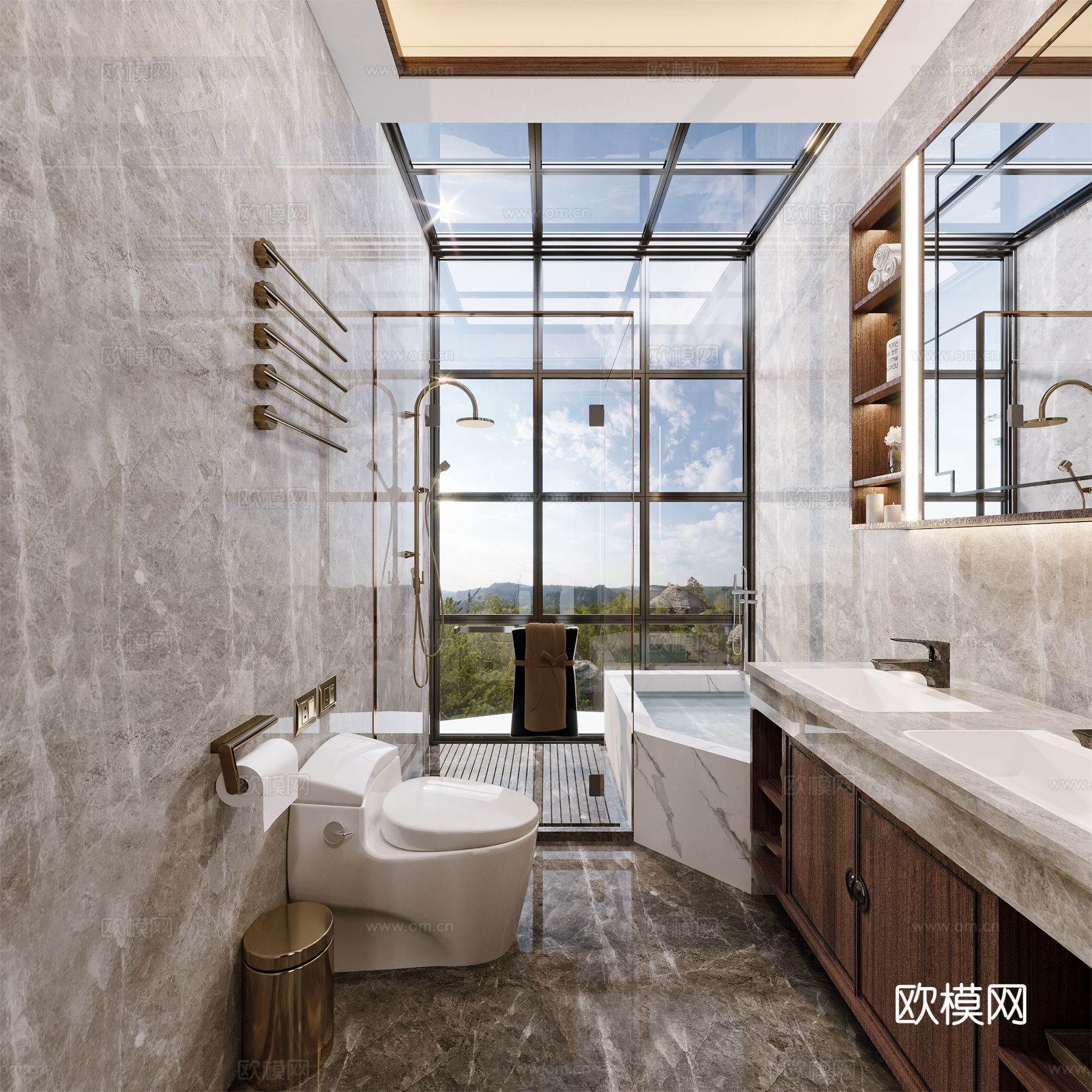 宋式新中式大平层家装风格效果图下载（渲染图6）