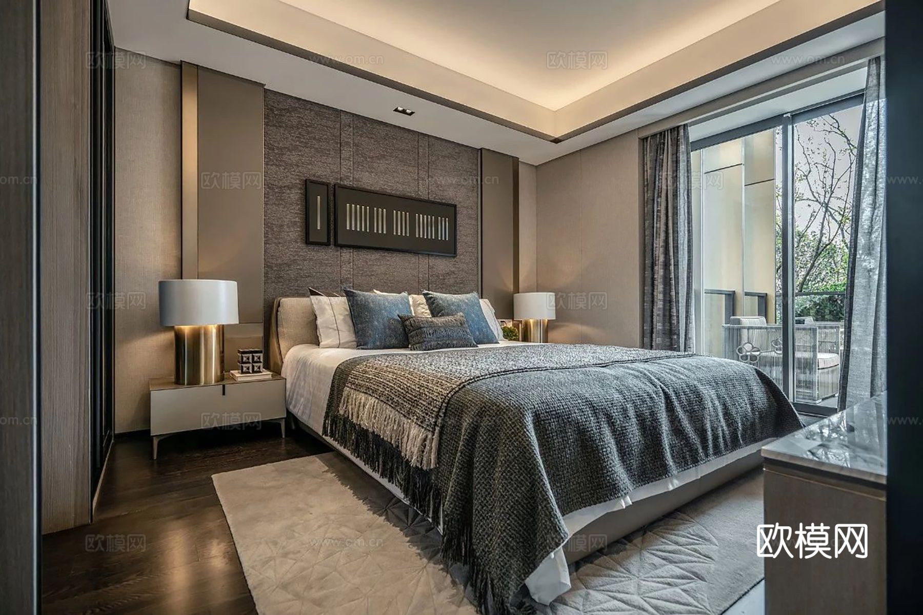 意式现代家装设计 客厅卧室效果图下载（渲染图2）