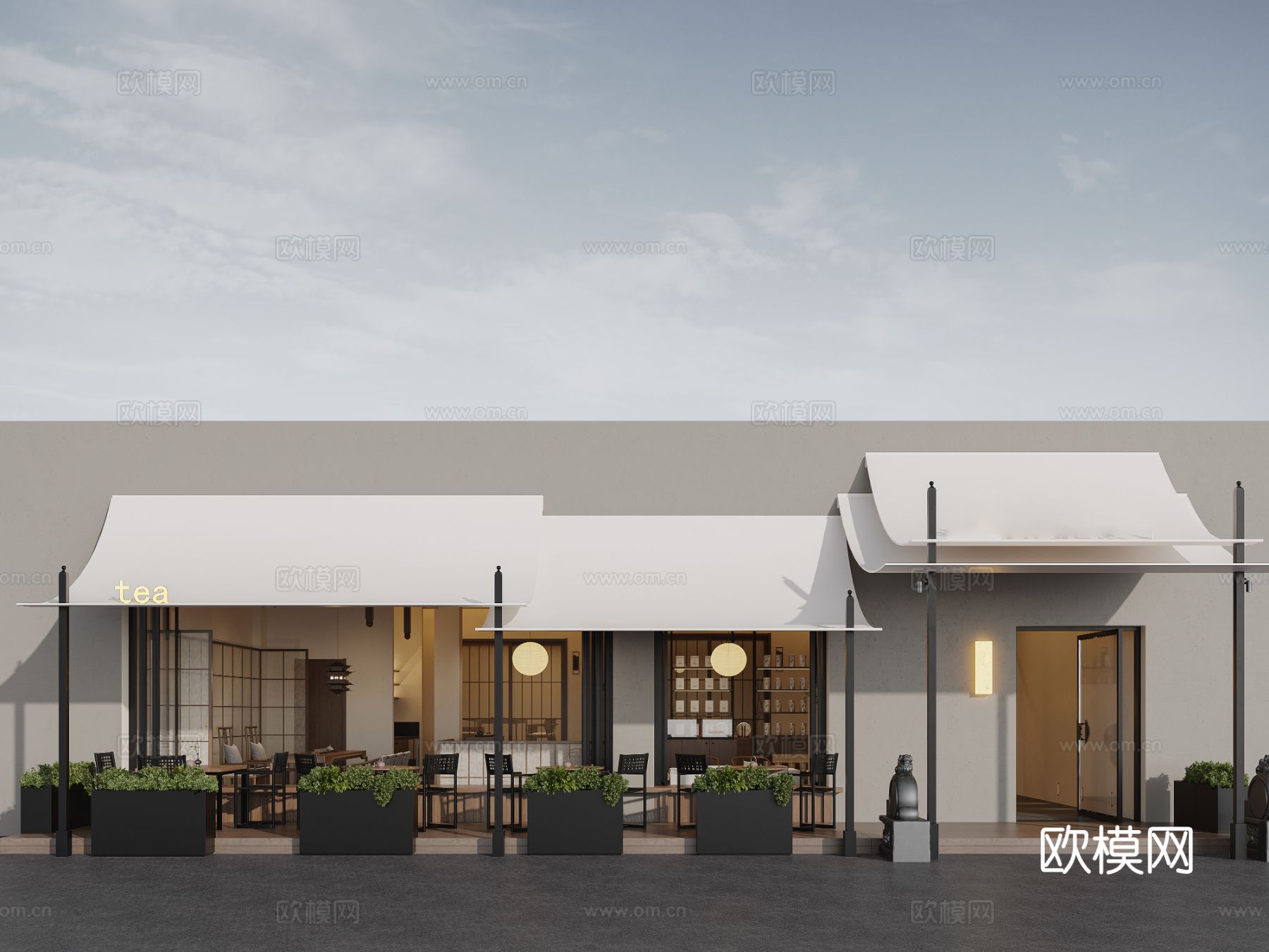 侘寂风茶楼设计效果图下载（渲染图2）