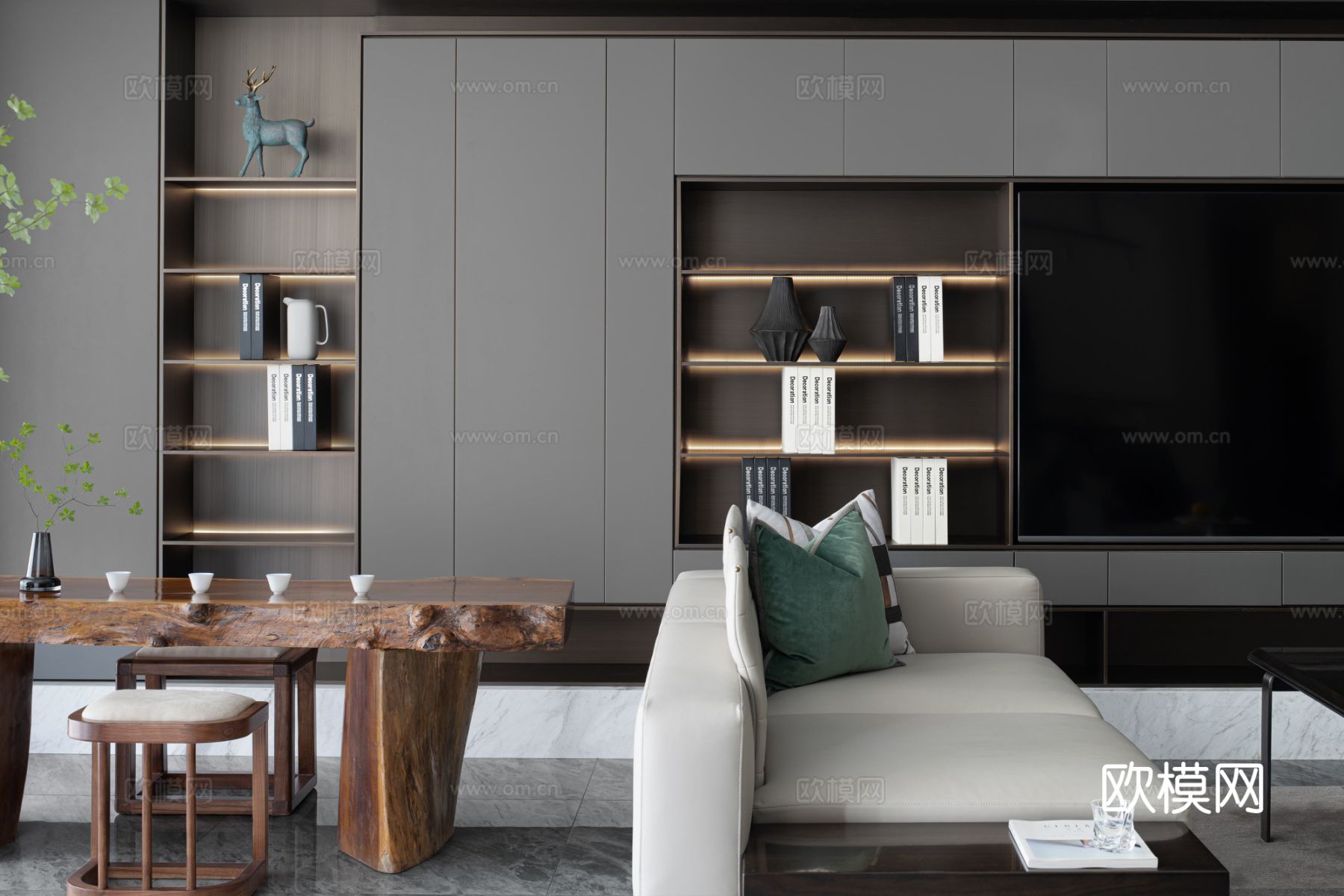 意式现代家装设计 客厅卧室效果图下载（渲染图8）