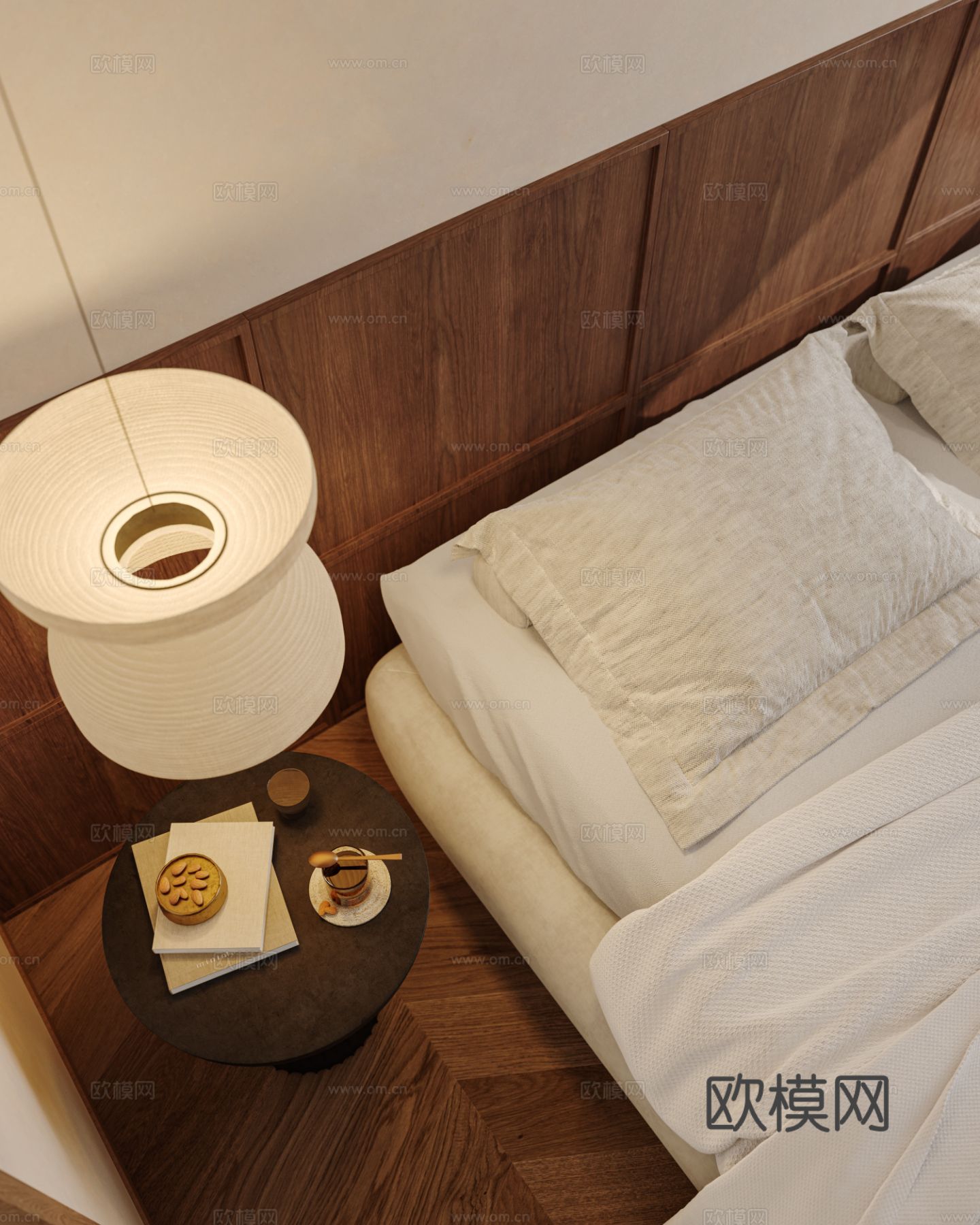 中古风家装效果客厅卧室大平层效果图下载（渲染图17）