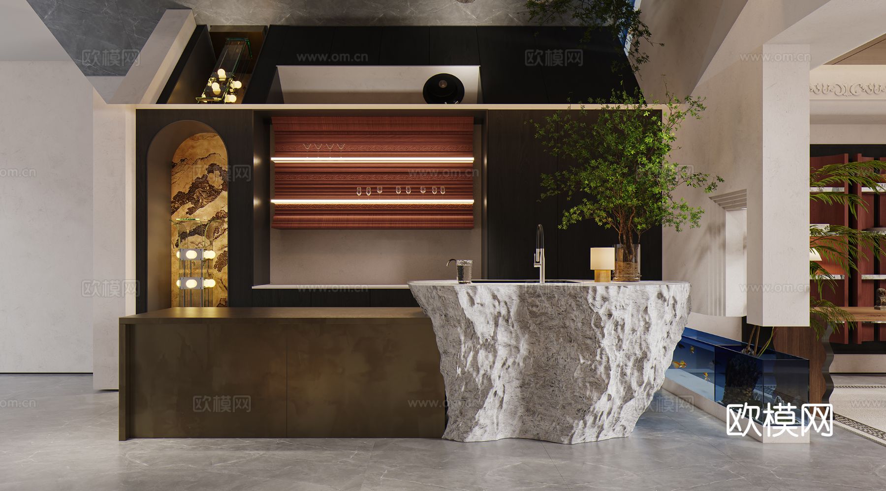 中古风地下室 茶室效果图下载（渲染图8）