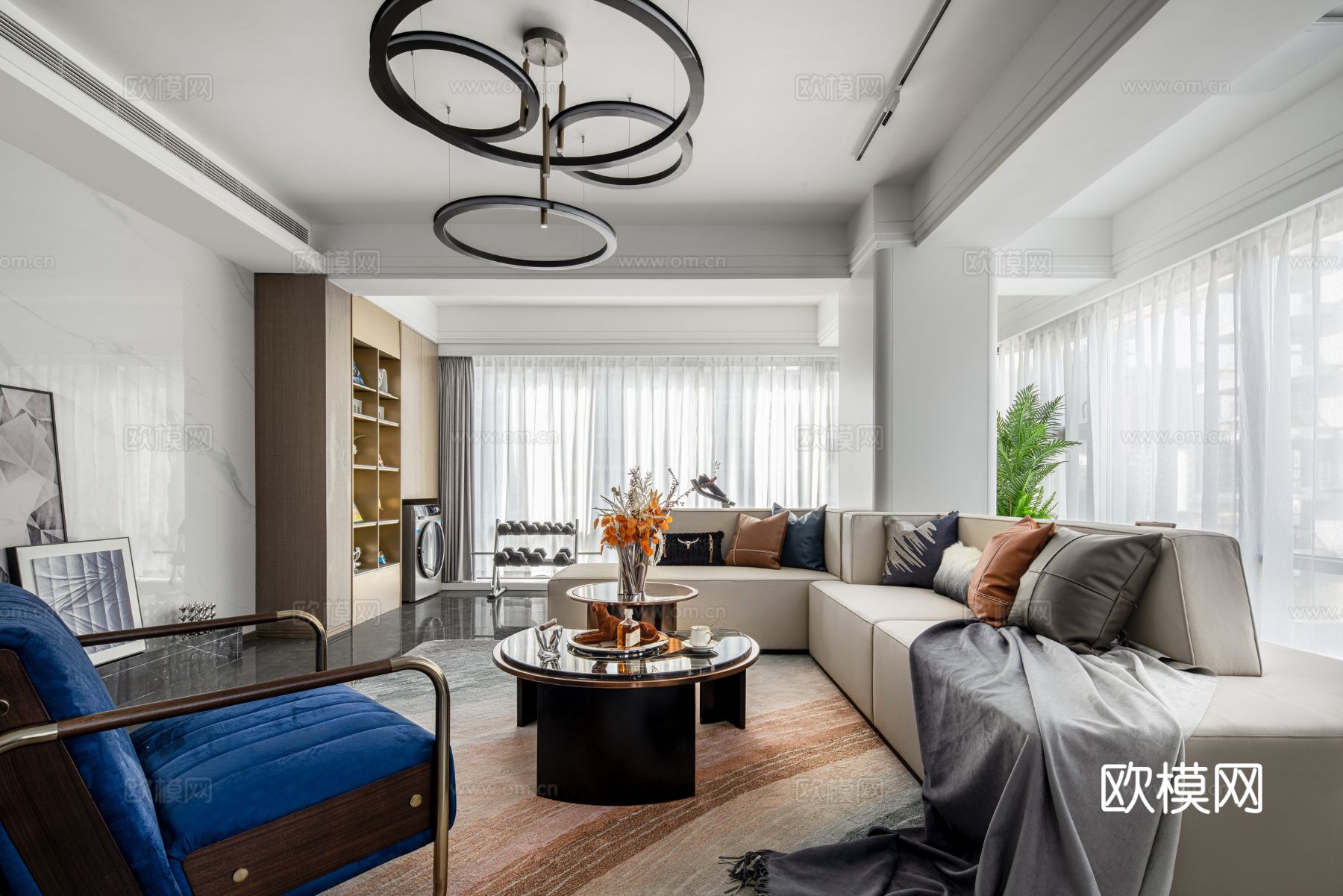 意式现代家装设计 客厅卧室效果图下载（渲染图10）