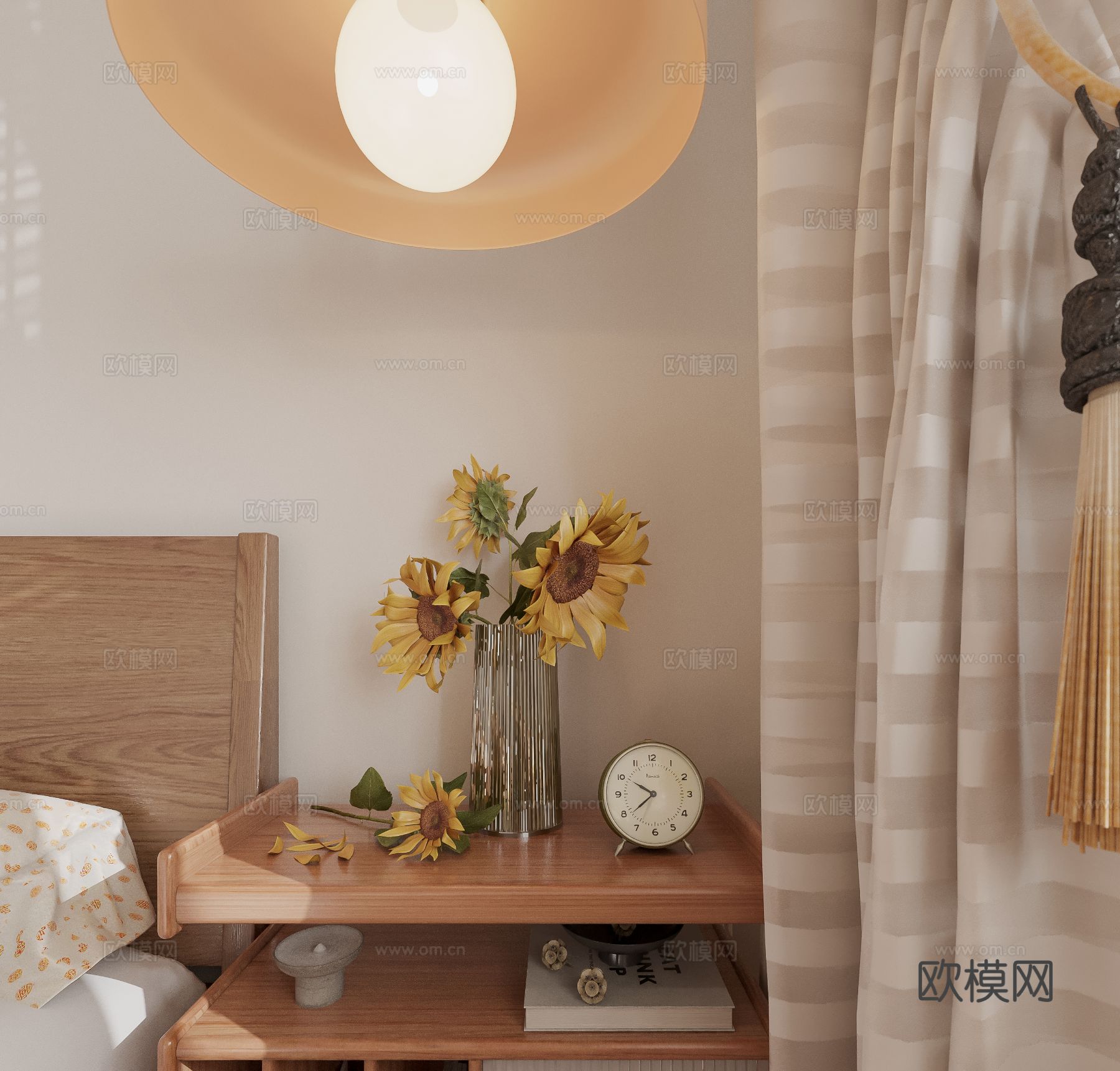 中古风家装效果客厅卧室大平层效果图下载（渲染图13）