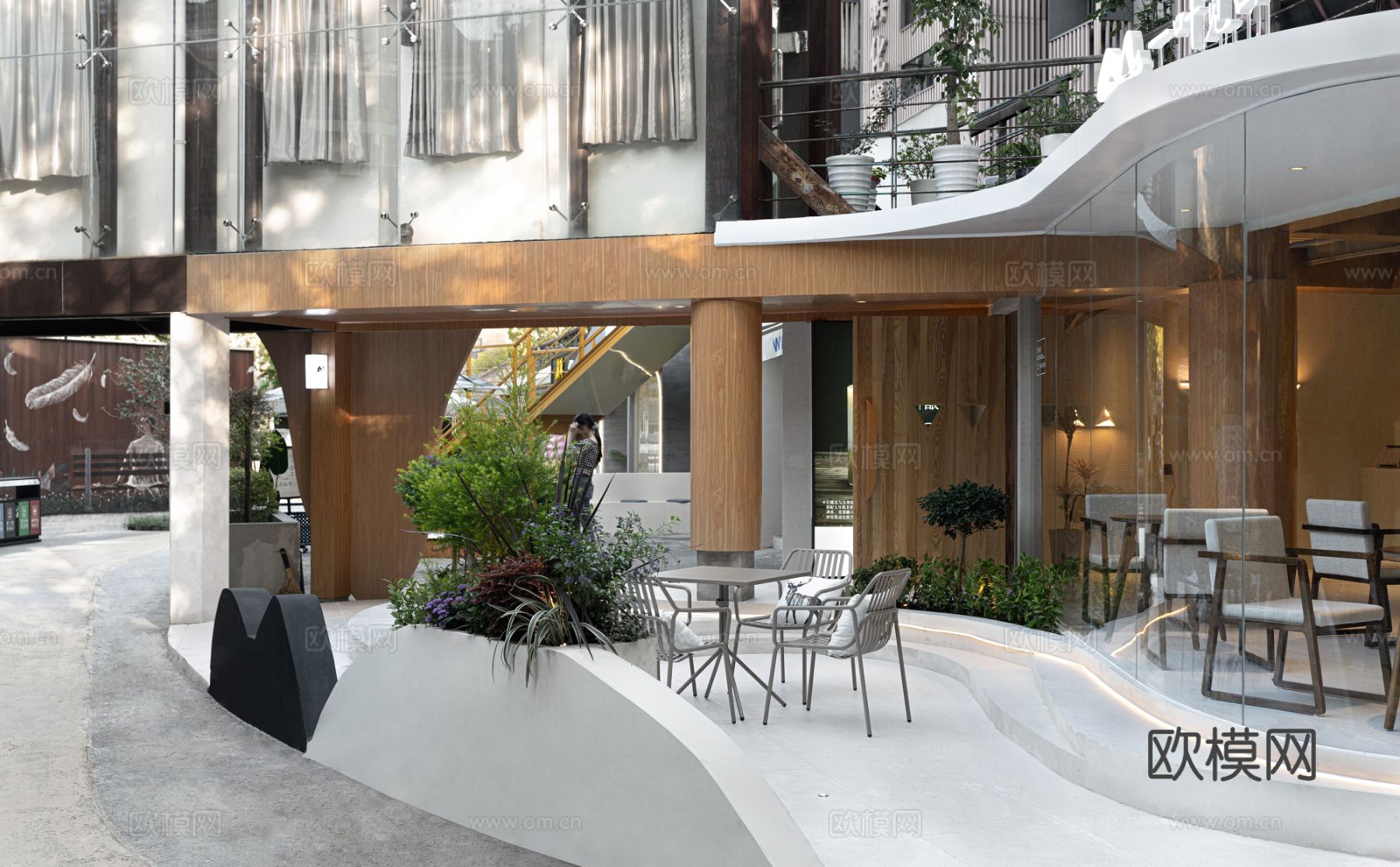 新中式茶室设计 餐厅效果图下载（渲染图3）