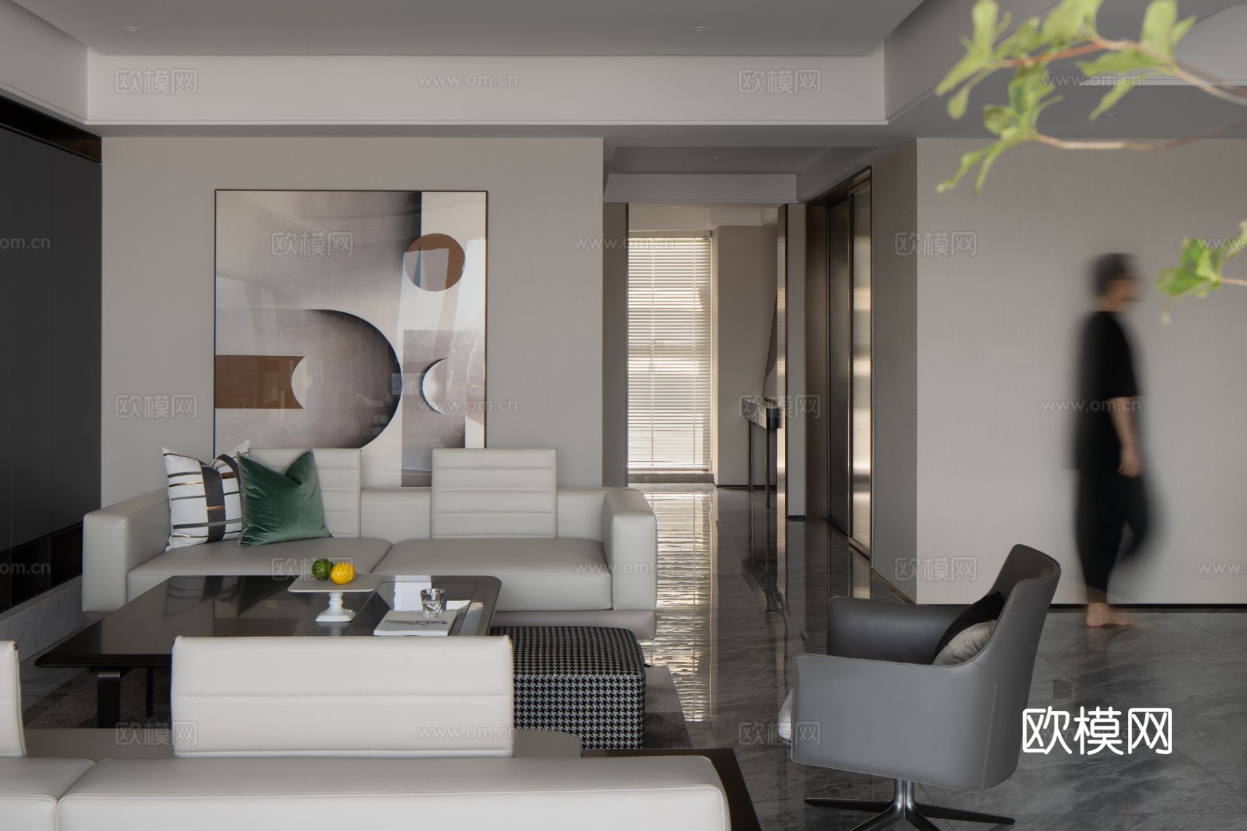 意式现代家装设计 客厅卧室效果图下载（渲染图7）