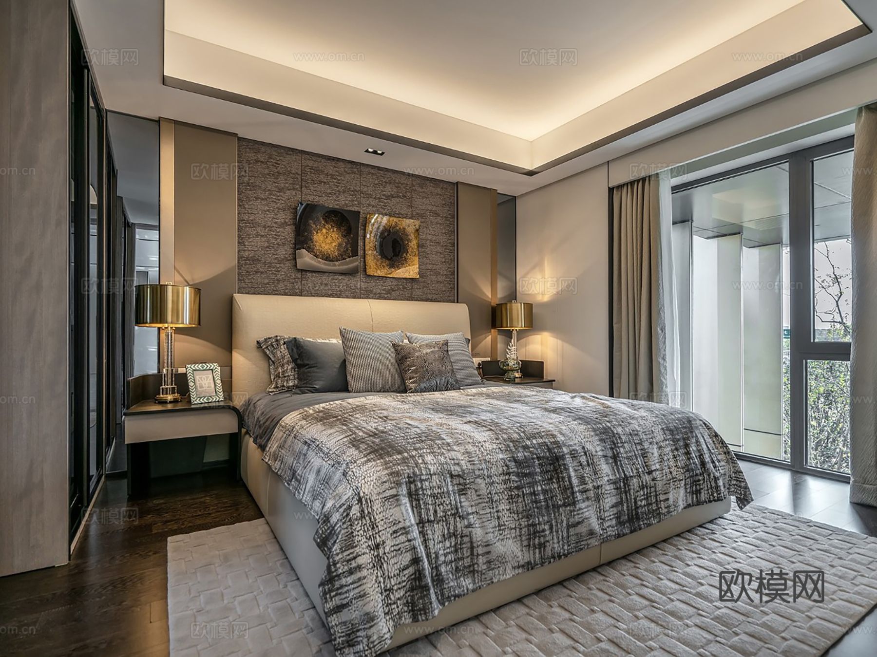 意式现代家装设计 客厅卧室效果图下载（渲染图4）