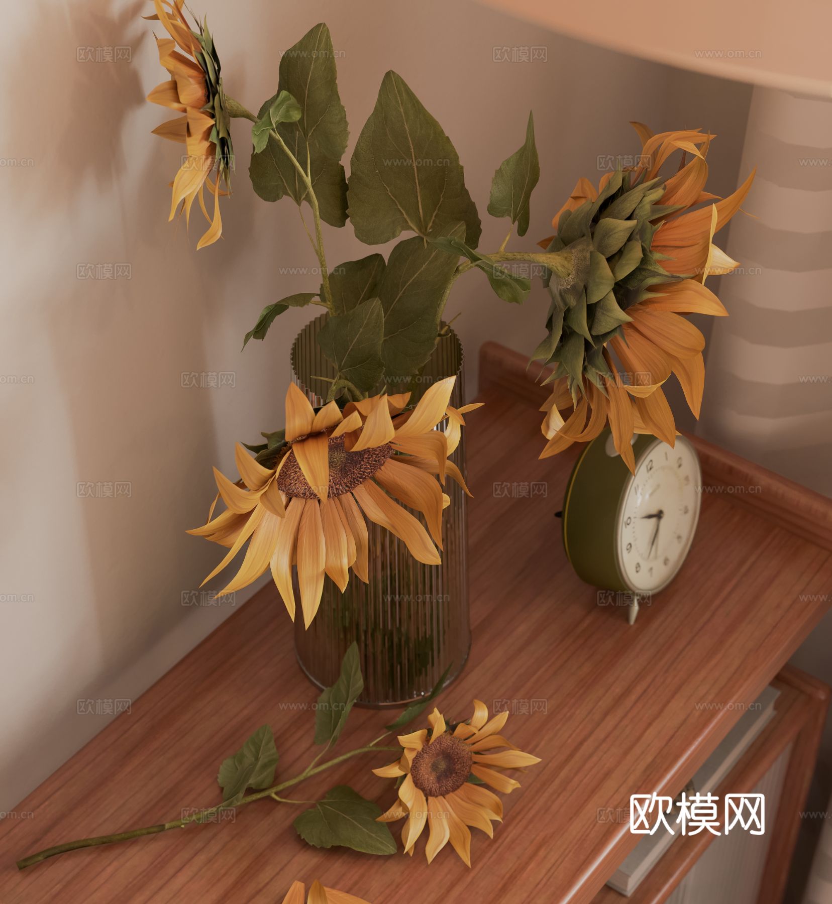 中古风家装效果客厅卧室大平层效果图下载（渲染图9）