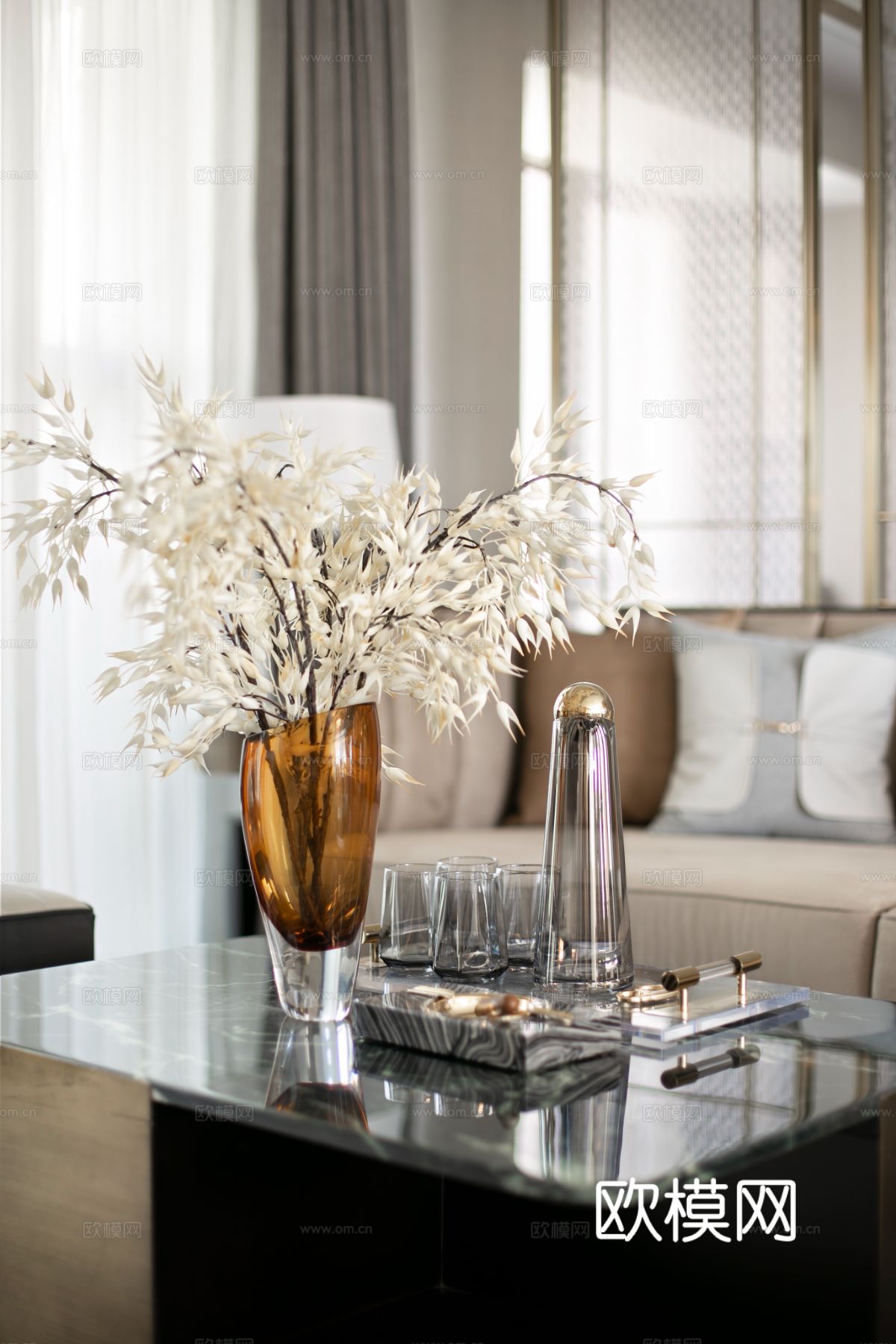 意式现代家装设计 客厅卧室效果图下载（渲染图3）