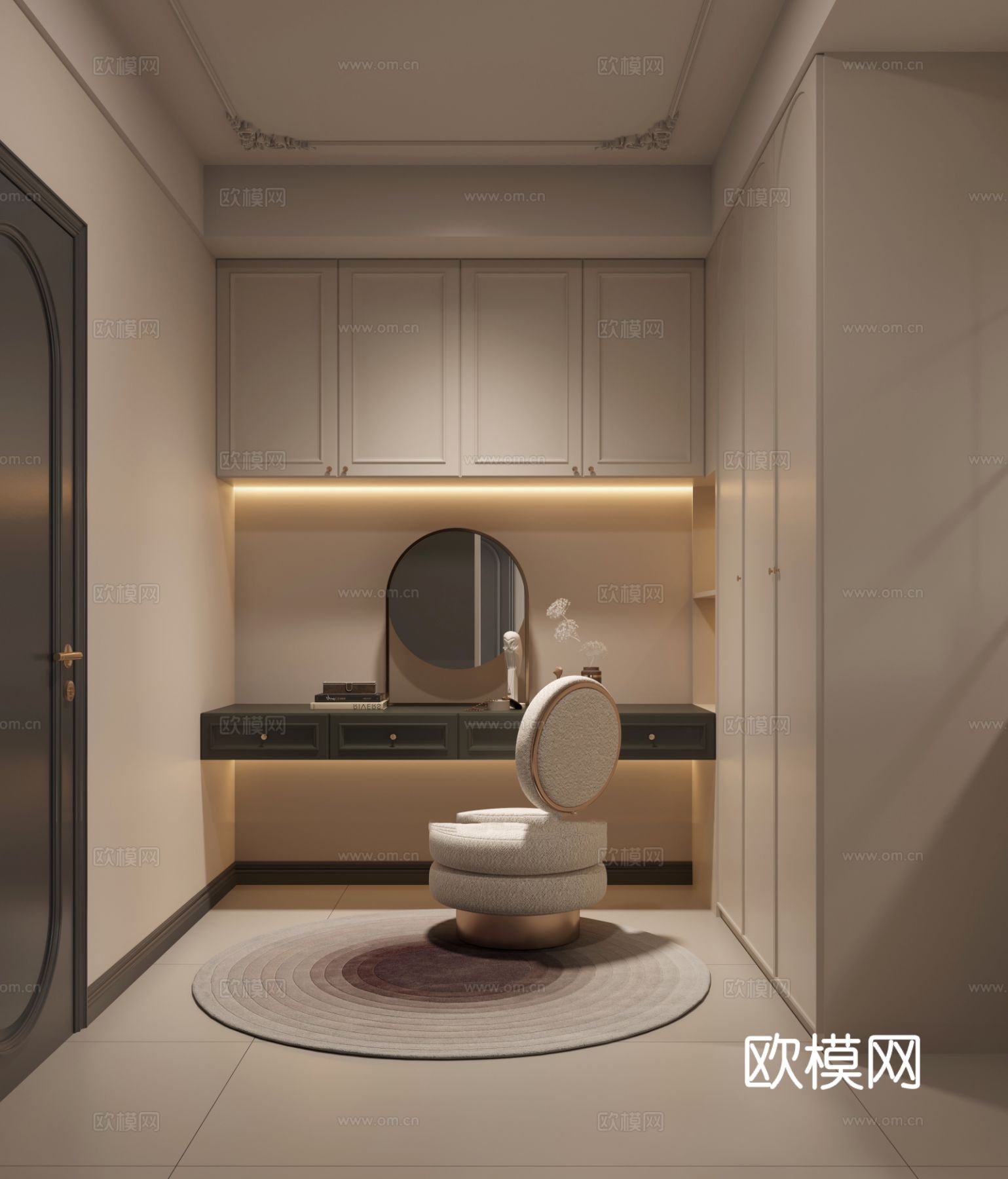 中古风家装客厅 卧室效果图下载（渲染图3）