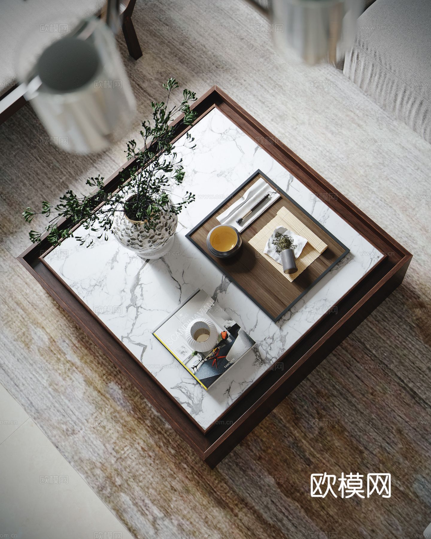 宋式新中式复式家装风格效果图下载（渲染图8）