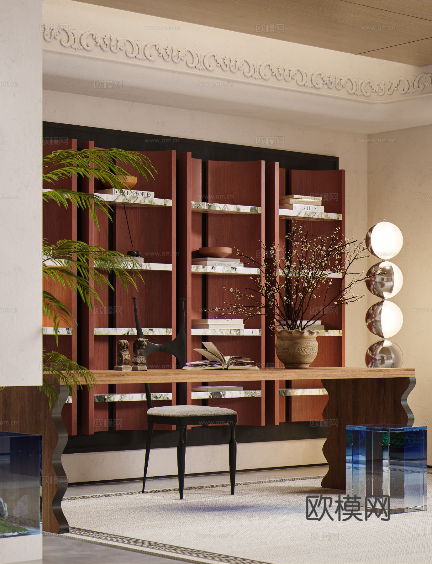 中古风地下室 茶室效果图下载（渲染图4）