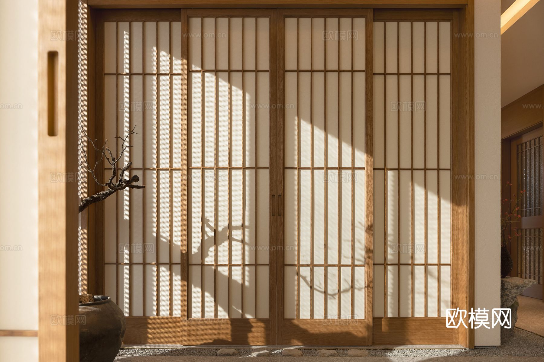 新中式茶室设计 餐厅效果图下载（渲染图3）