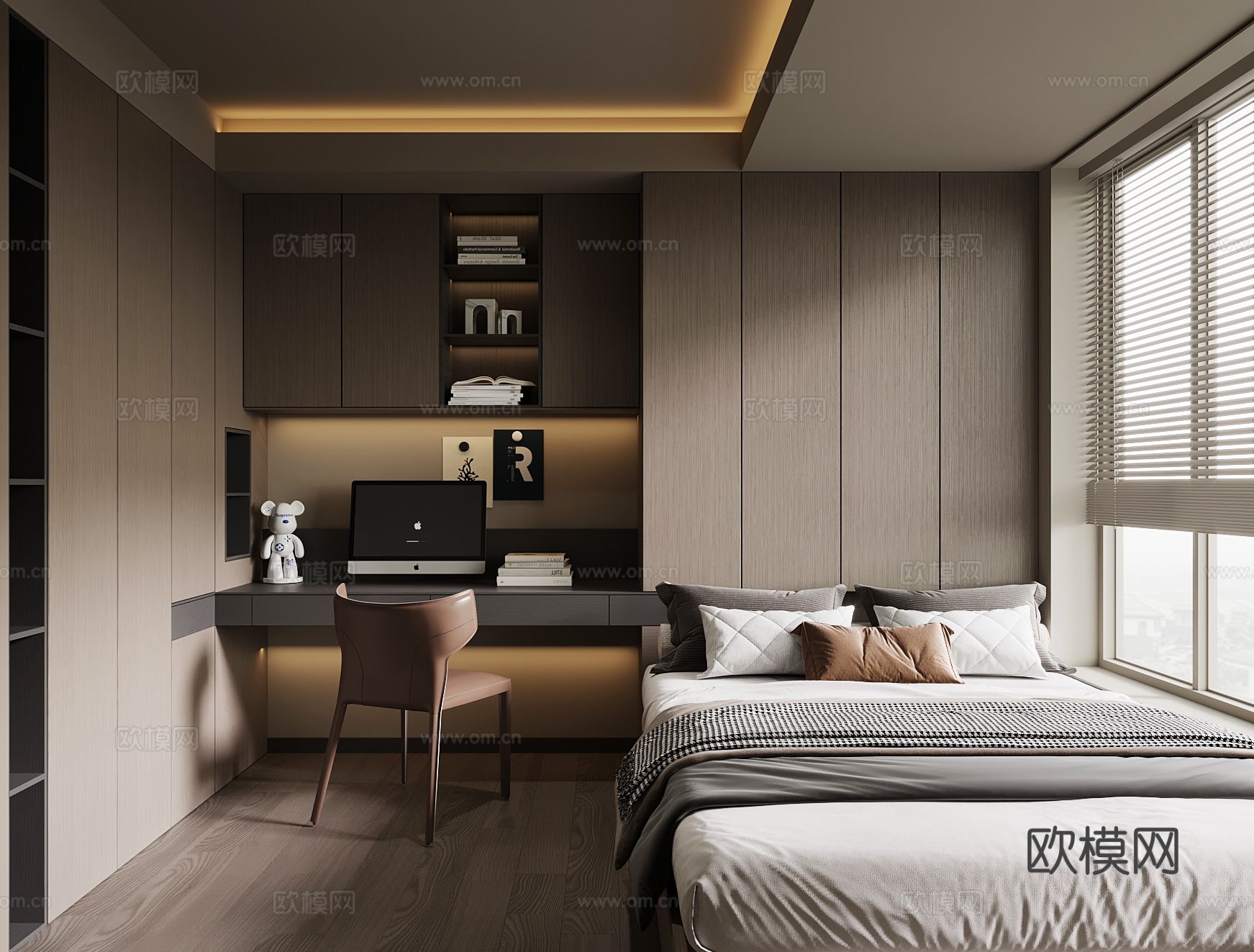 意式榻榻米卧室3d模型下载