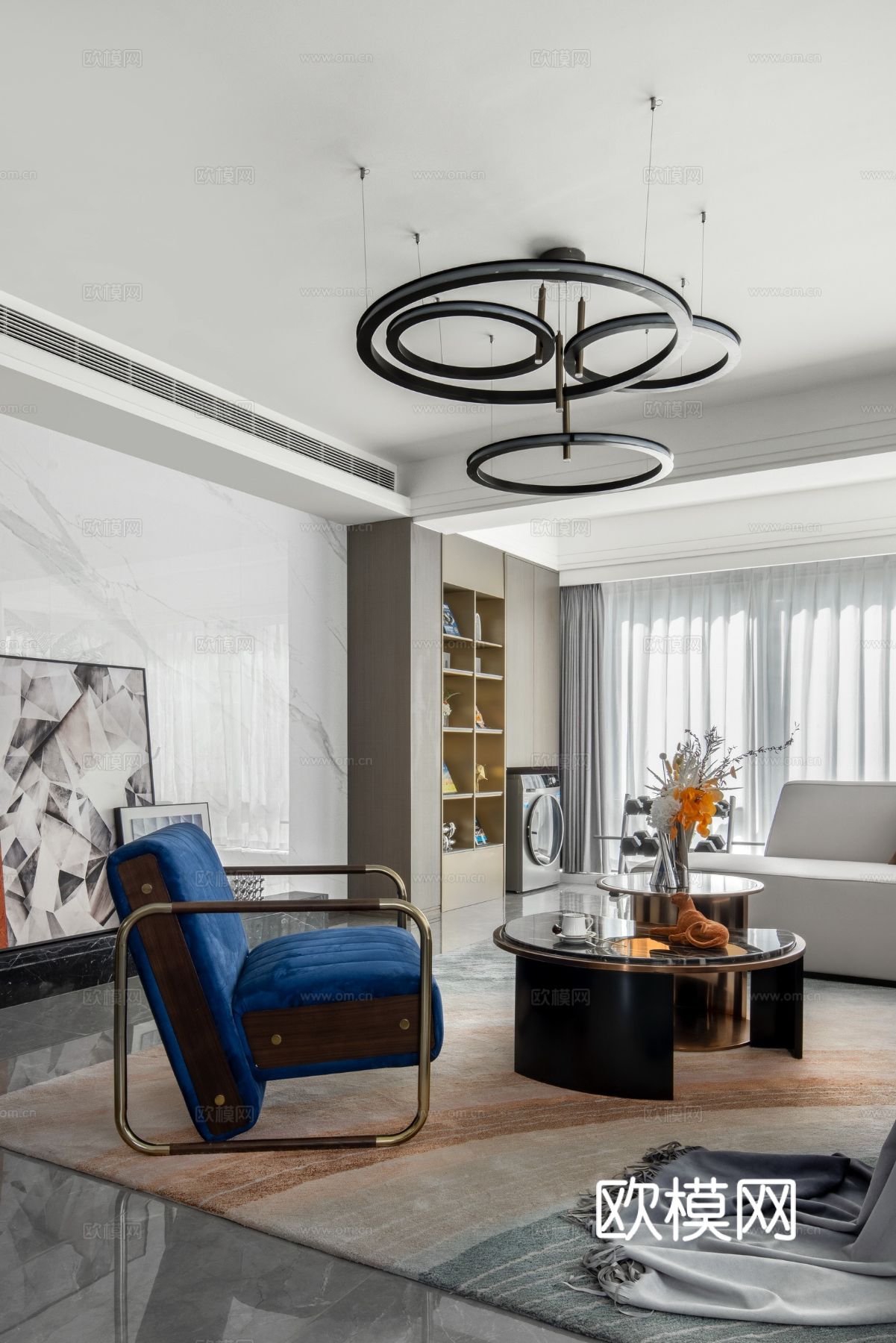 意式现代家装设计 客厅卧室效果图下载（渲染图3）