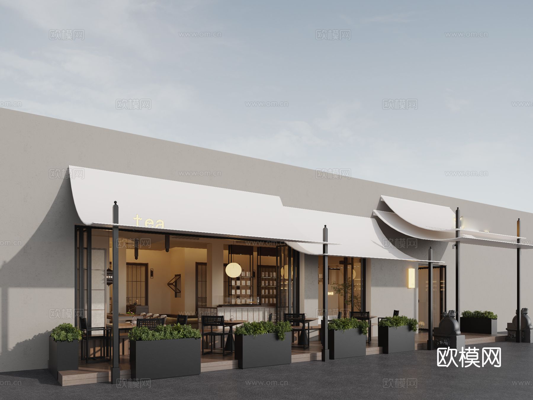 侘寂风茶楼设计效果图下载（渲染图1）