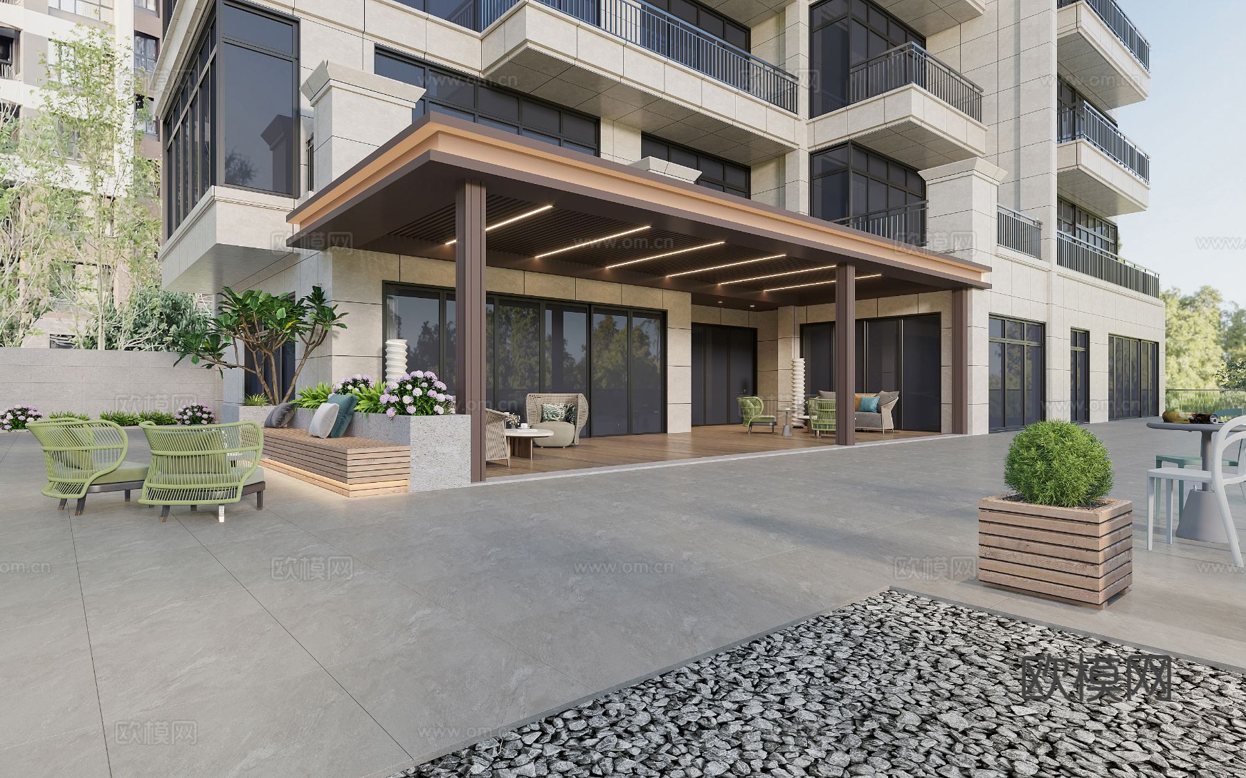 宋式新中式大平层家装风格效果图下载（渲染图12）