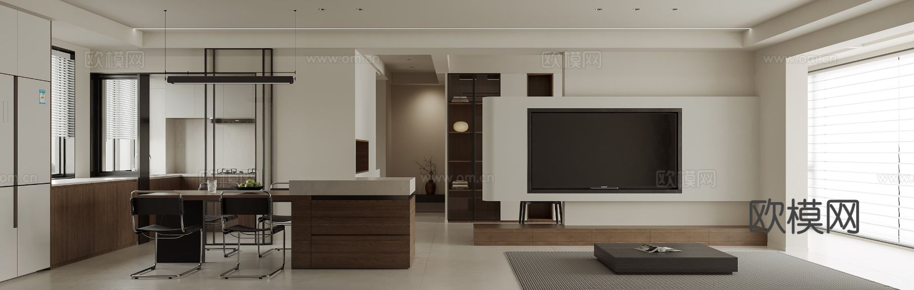 中古风家装客厅 卧室效果图下载（渲染图6）