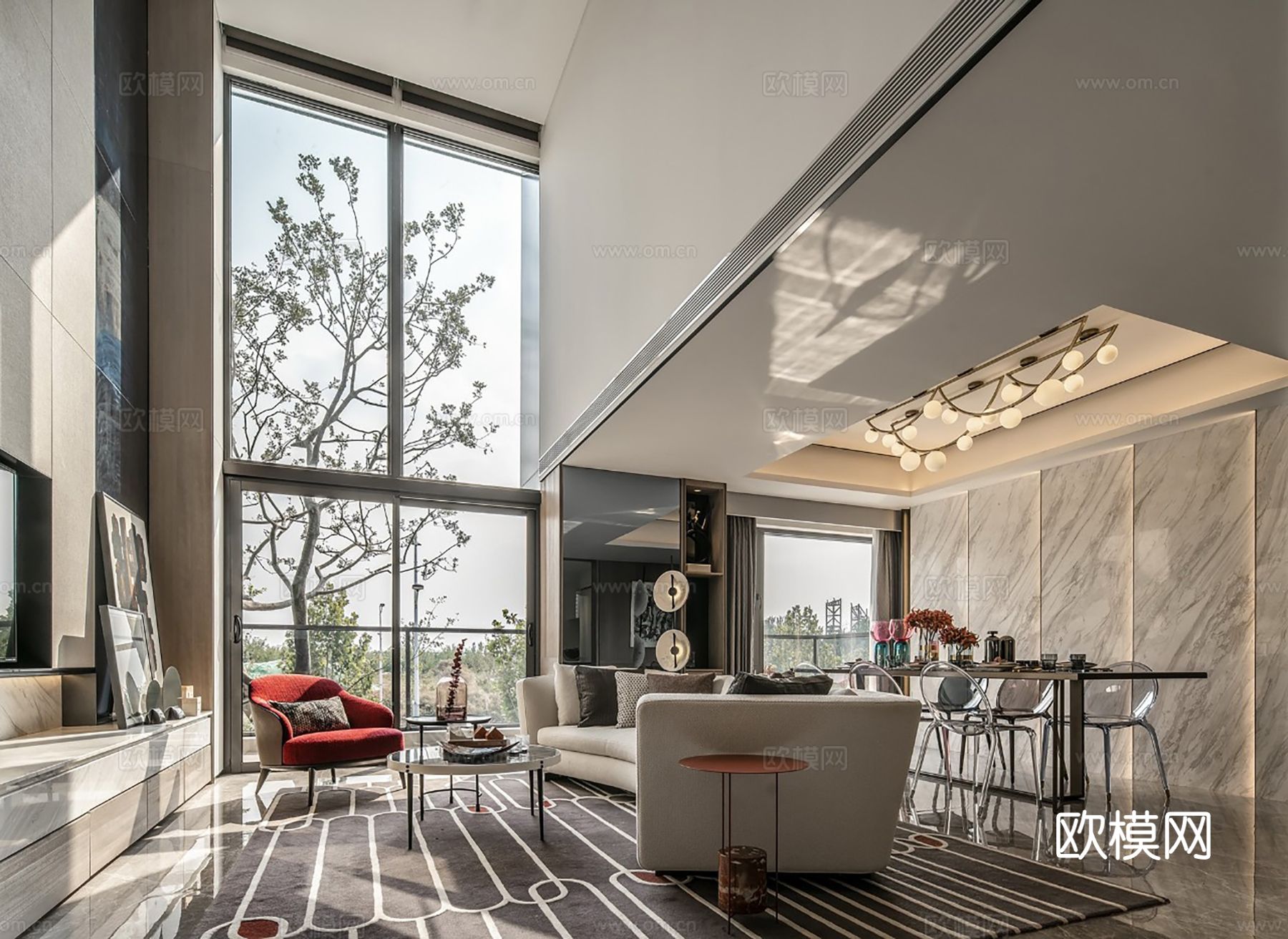 意式现代家装设计 客厅卧室效果图下载（渲染图3）