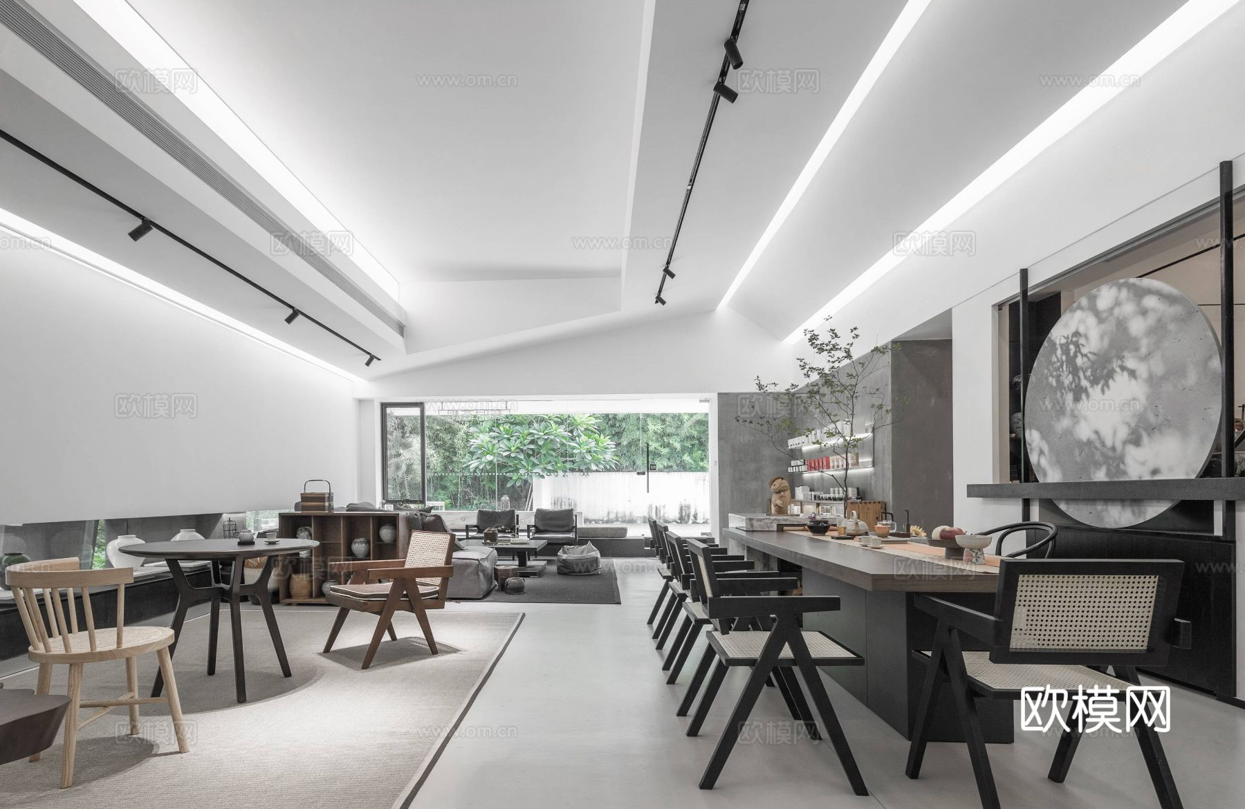 新中式茶室 餐厅效果图下载（渲染图1）