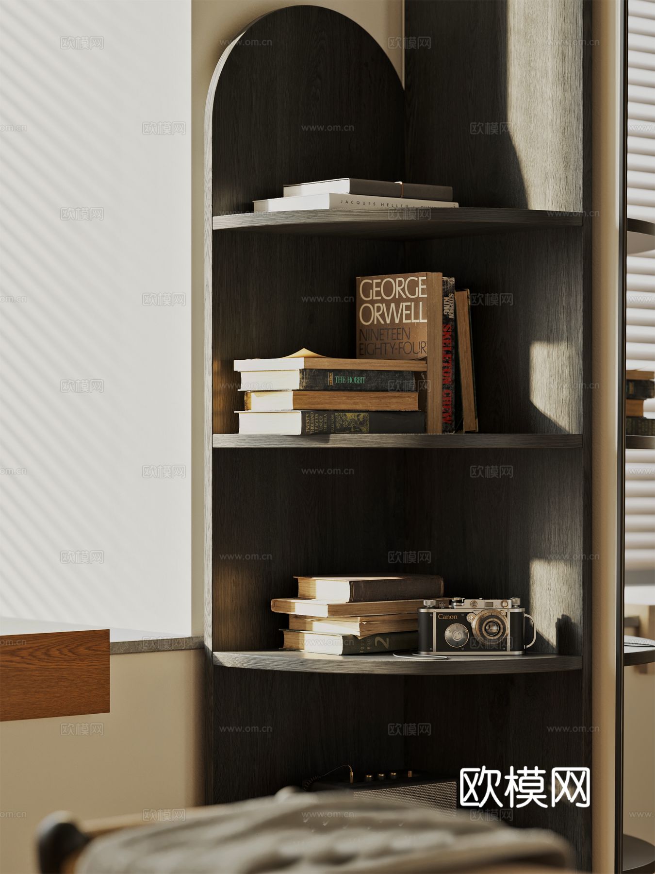 中古风家装效果客厅卧室大平层效果图下载（渲染图5）