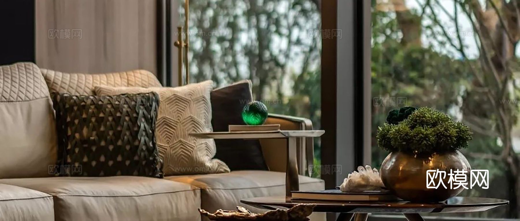 意式现代家装设计 客厅卧室效果图下载（渲染图1）