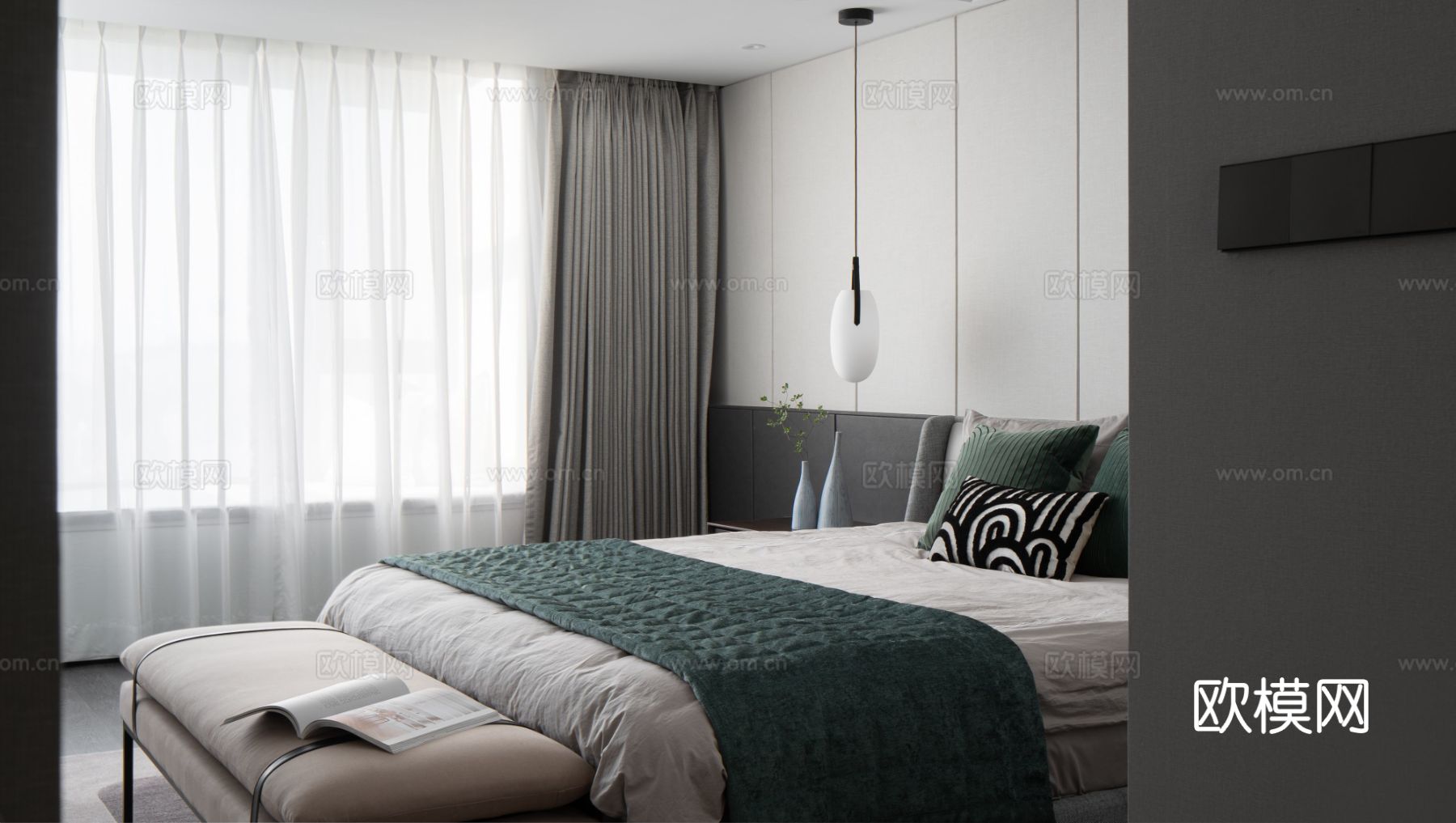 意式现代家装设计 客厅卧室效果图下载（渲染图11）