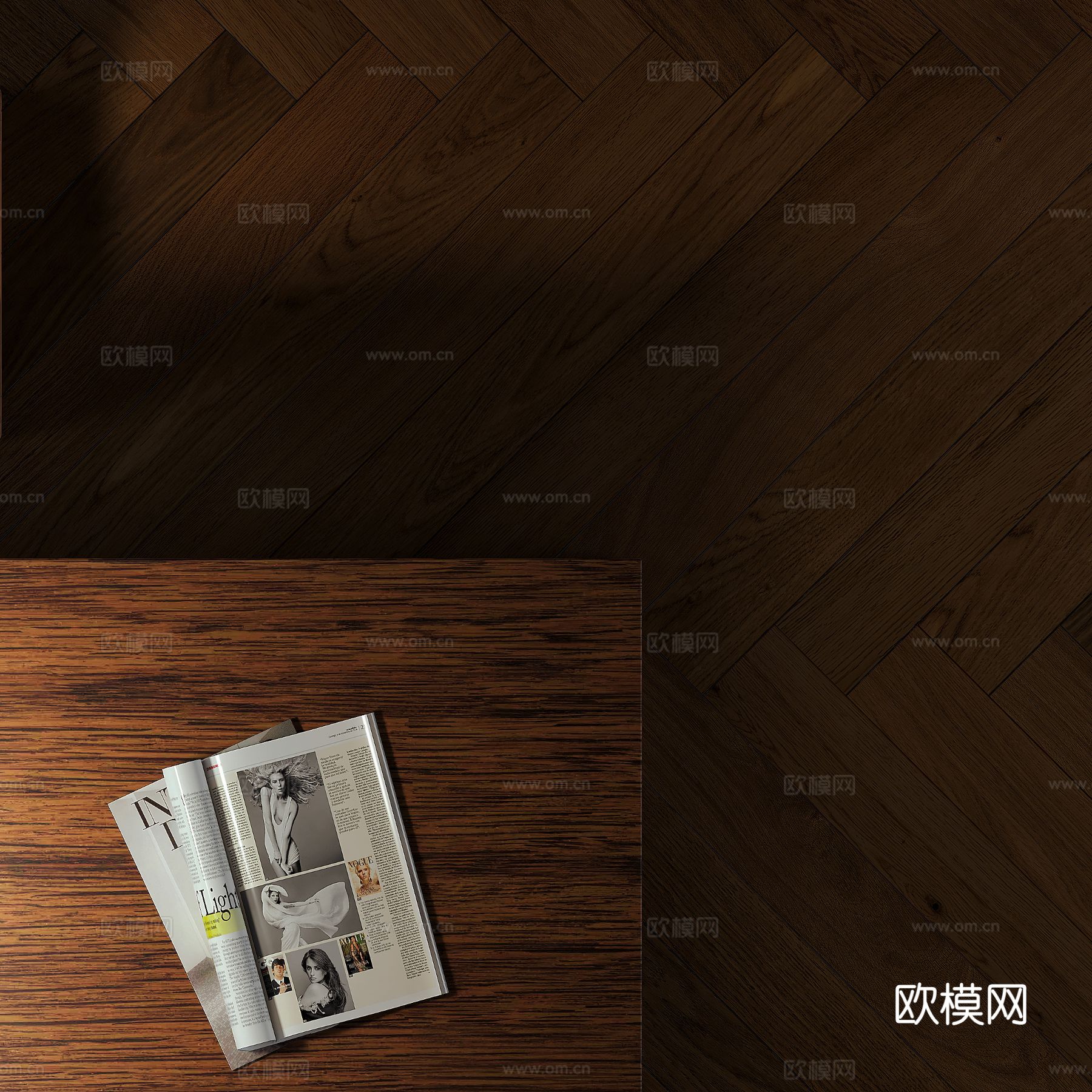 中古风家装效果客厅卧室大平层效果图下载（渲染图4）