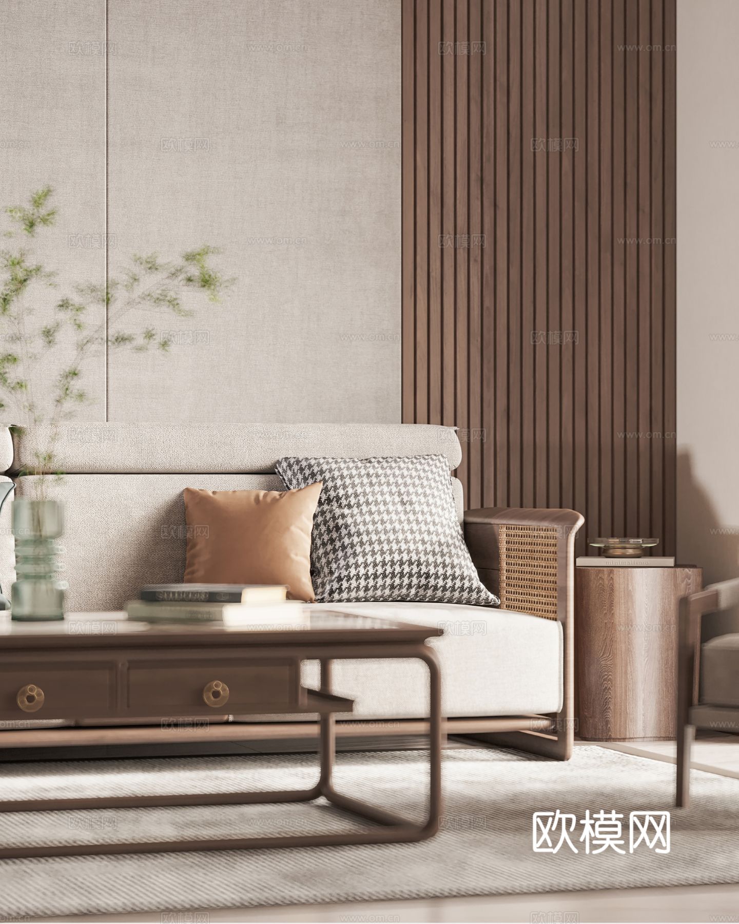 宋式新中式大平层家装风格效果图下载（渲染图5）