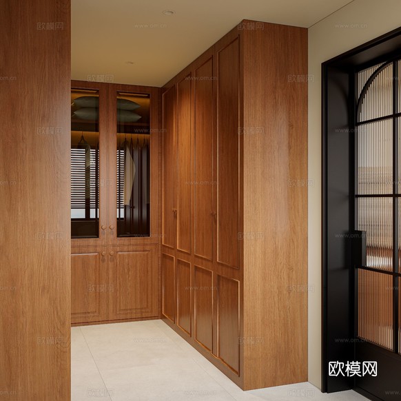 中古風(fēng)家裝效果客廳臥室大平層效果圖下載(渲染圖6)