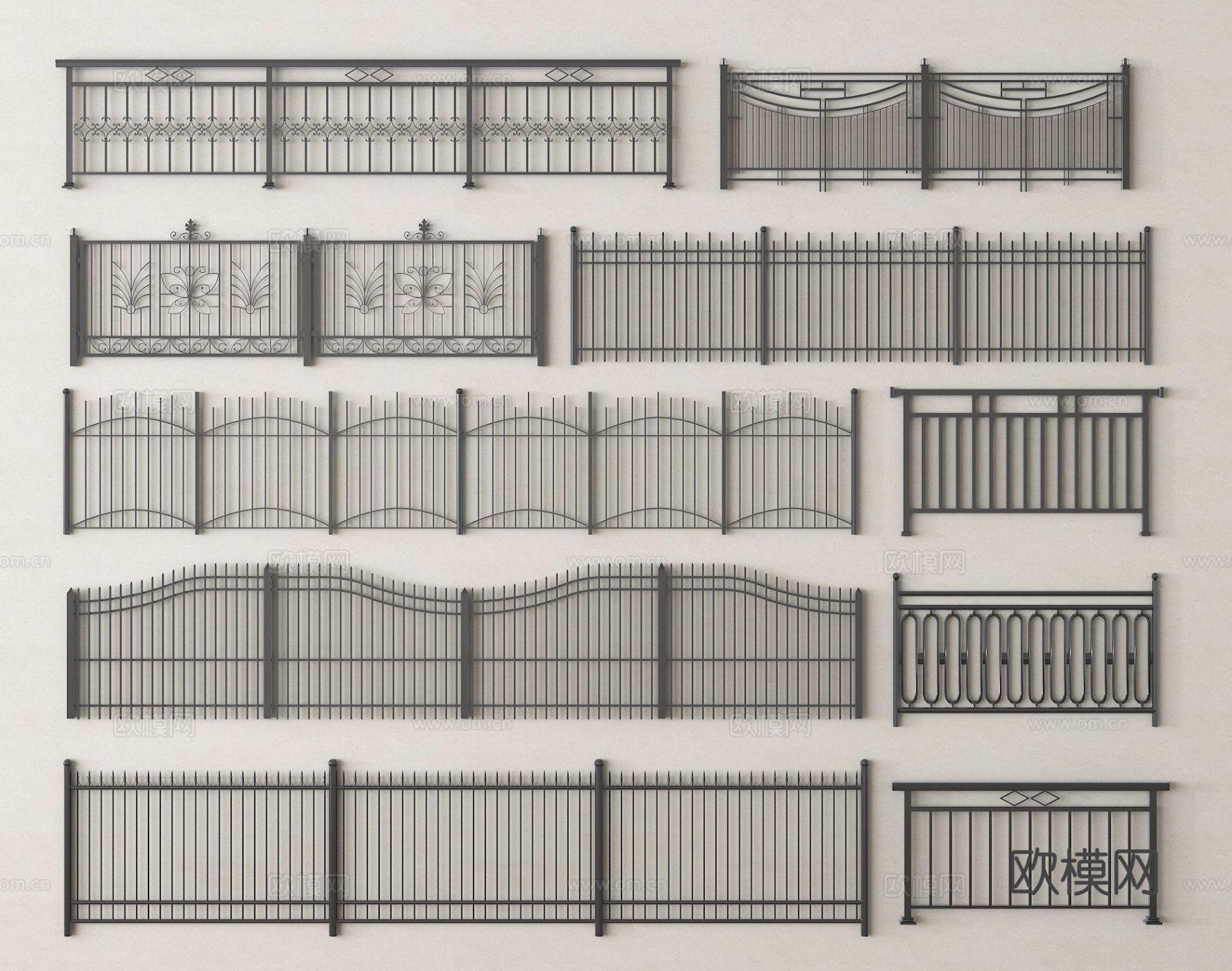铁艺金属围栏 栏杆 栅栏 护栏3d模型