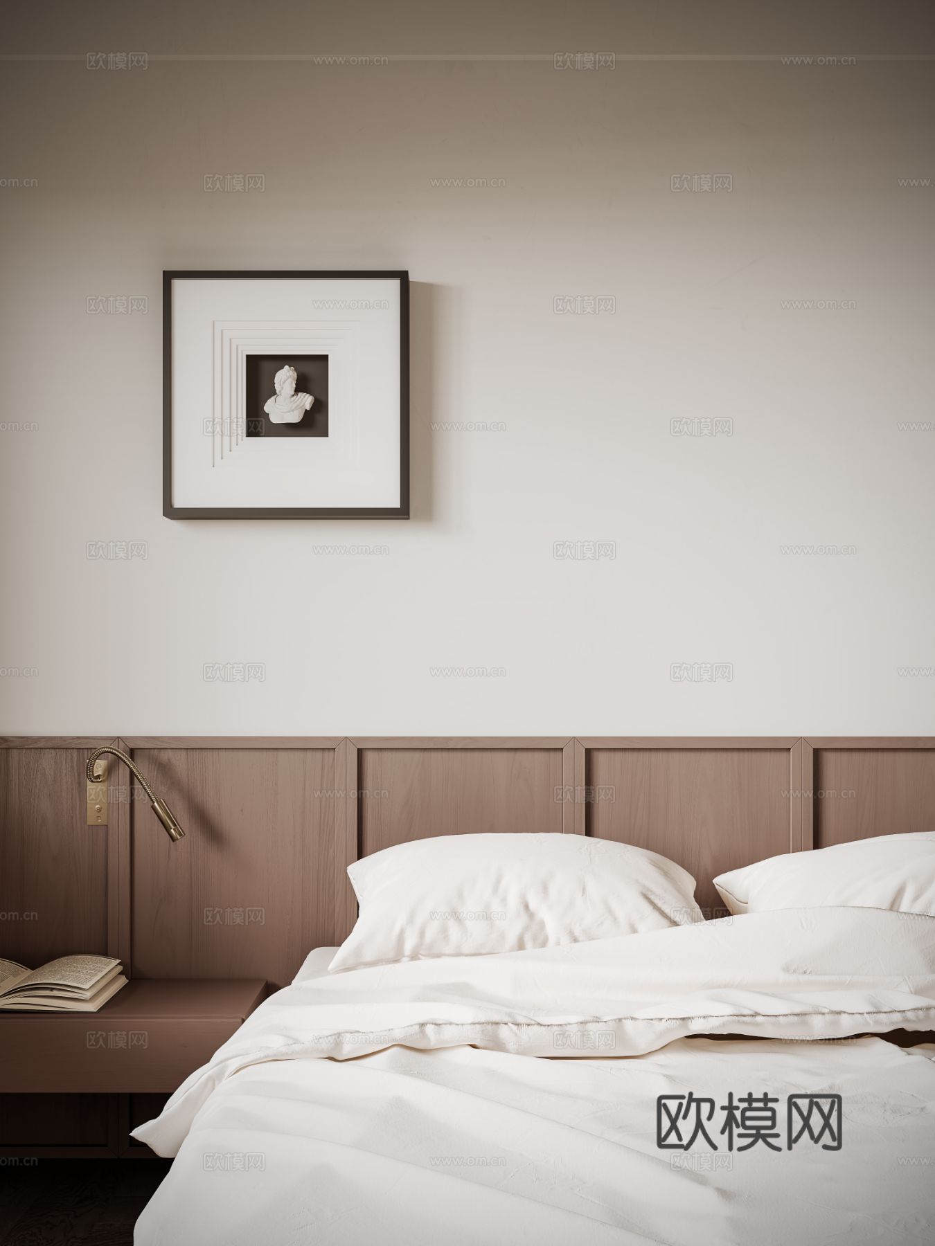 中古风家装效果客厅卧室大平层效果图下载（渲染图1）