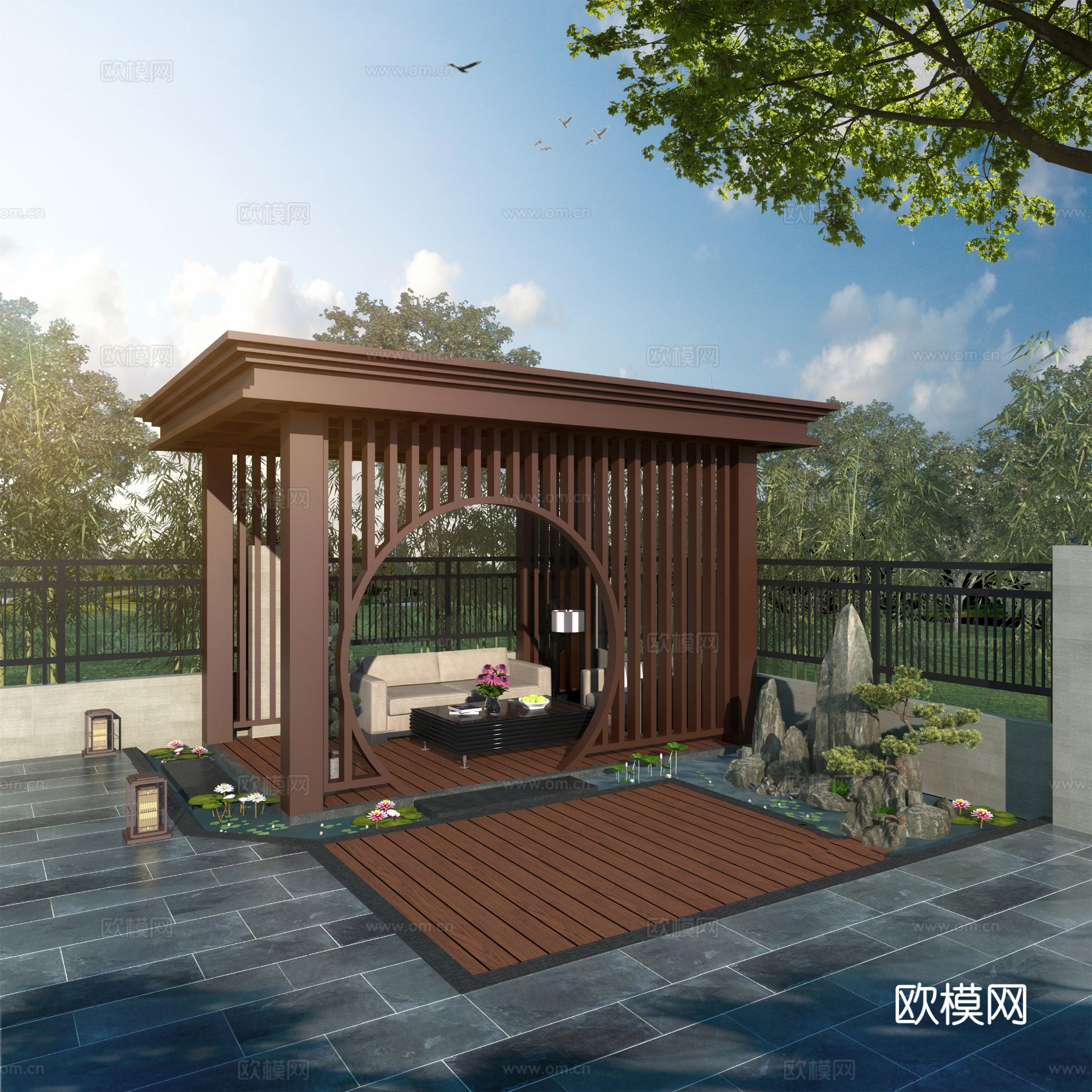 宋式新中式大平层家装风格效果图下载（渲染图7）