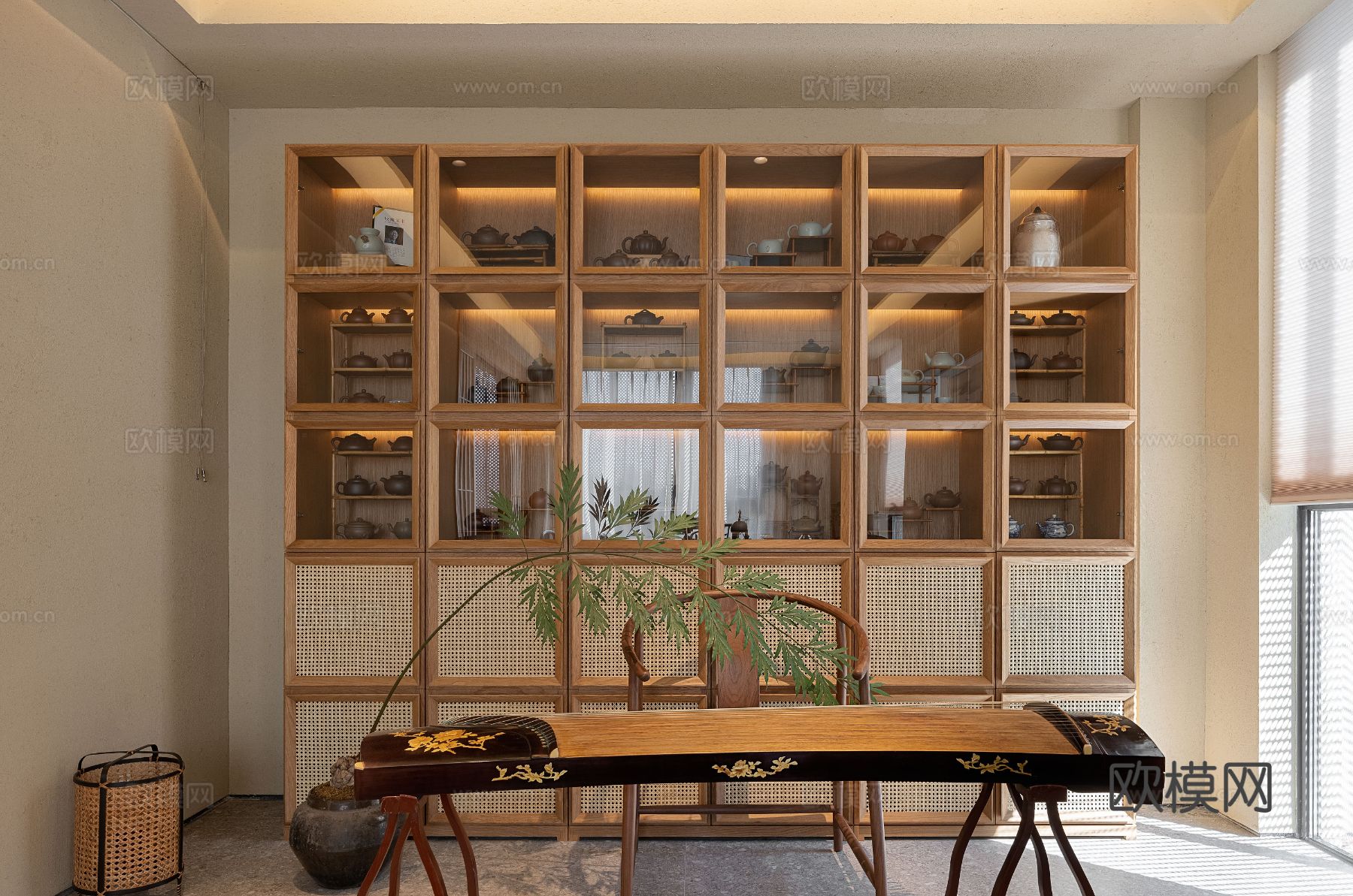 新中式茶室设计 餐厅效果图下载（渲染图4）