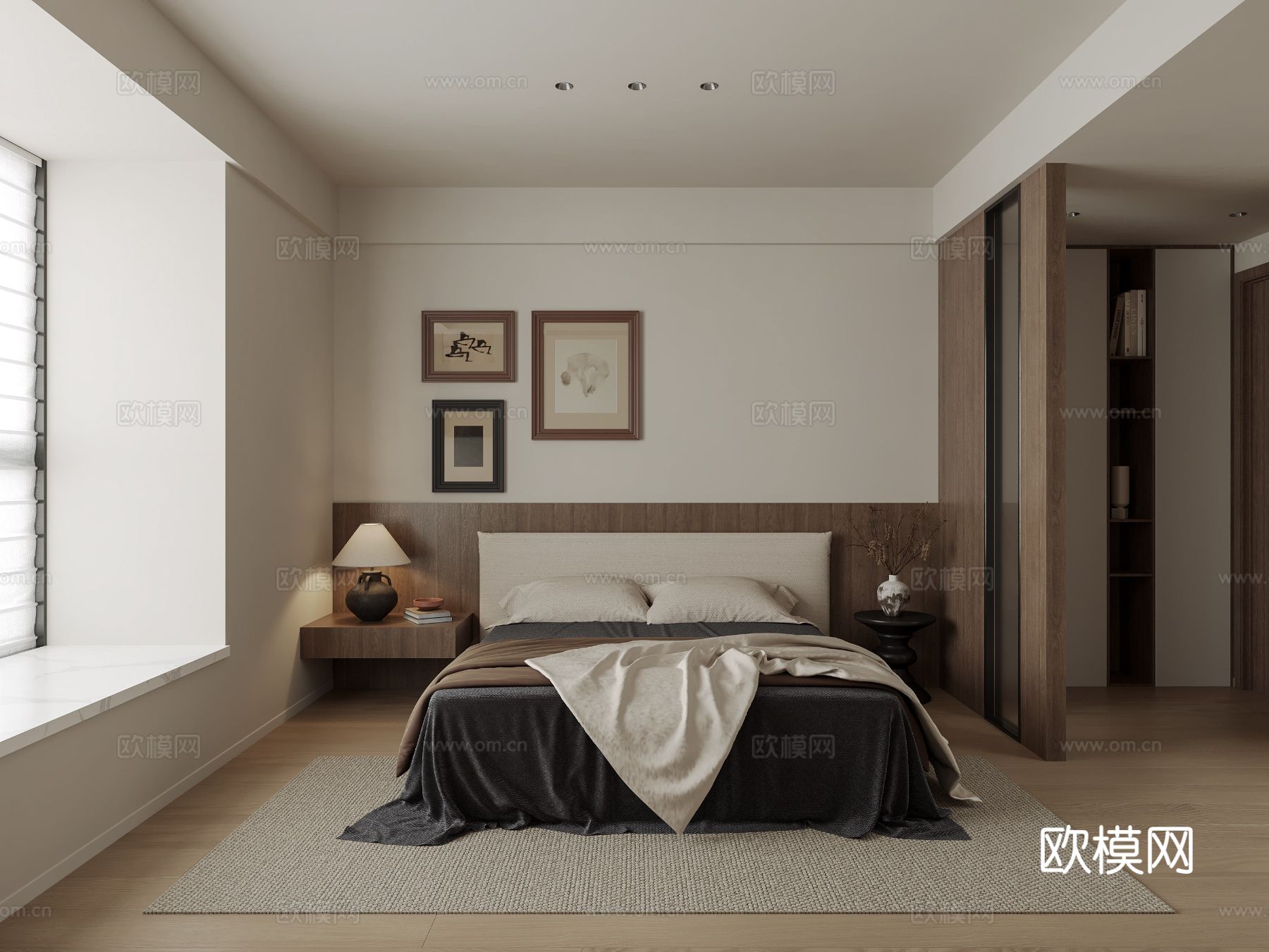 中古风家装客厅 卧室效果图下载（渲染图7）