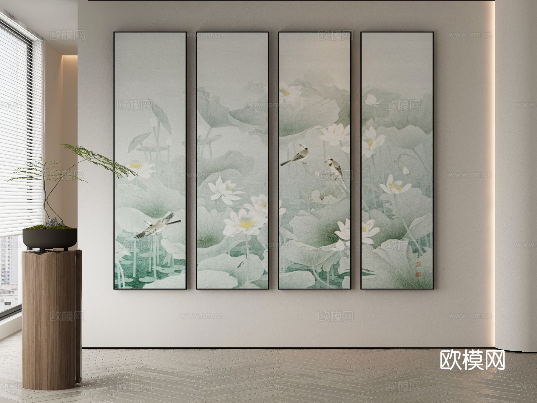 现代侘寂挂画 油画3d模型