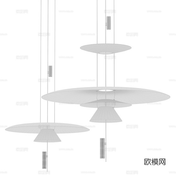 新中式圓盤裝飾吊燈3d模型下載(渲染圖2)