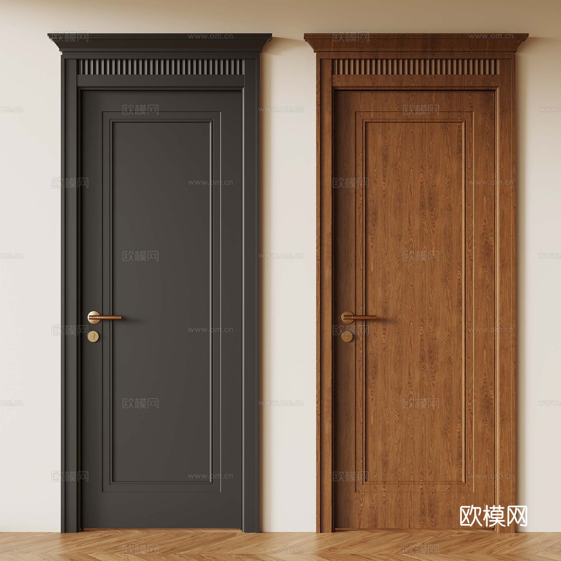 现代中古单开门 复古木门3d模型