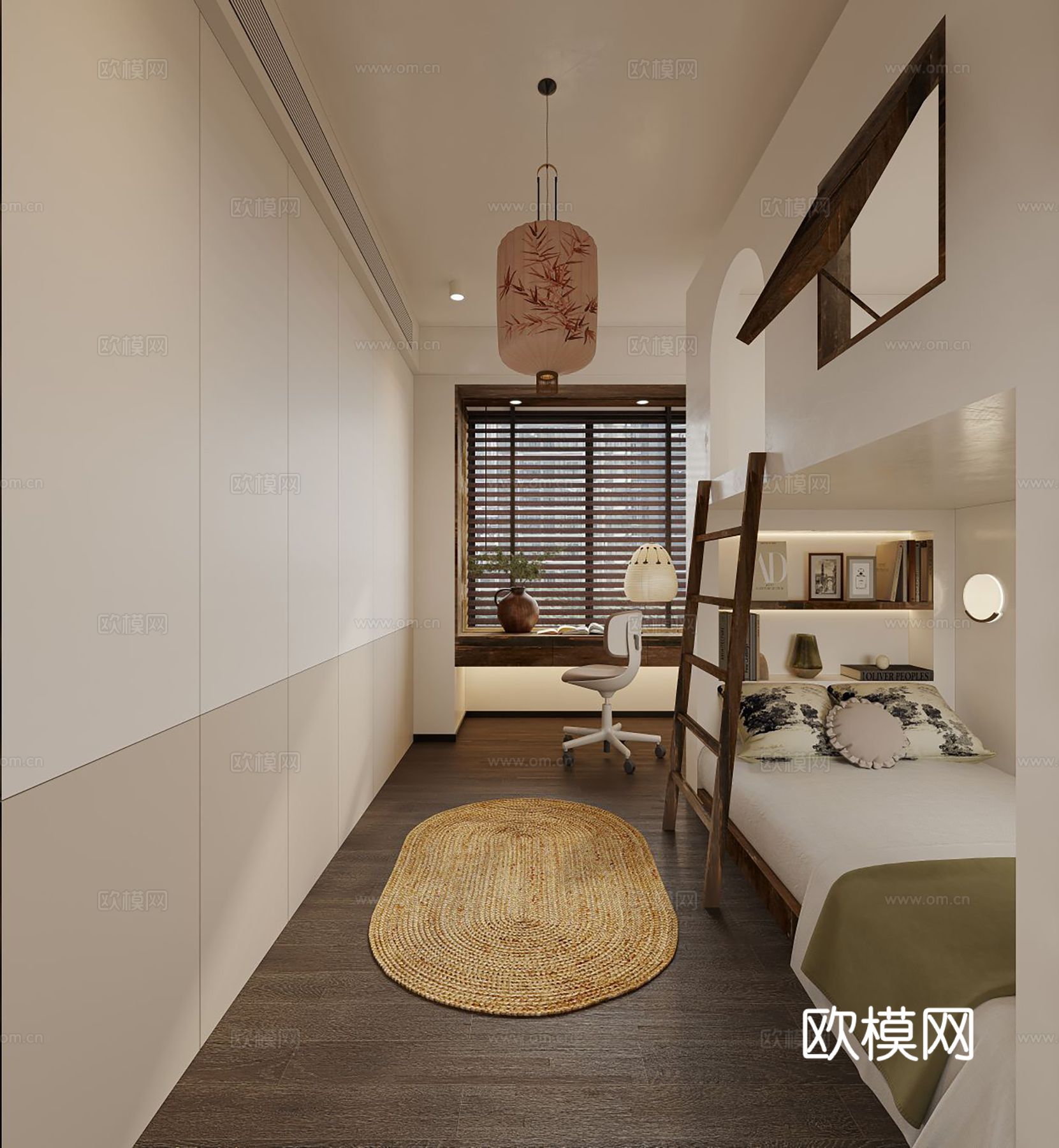 宋式新中式大平层家装风格效果图下载（渲染图7）