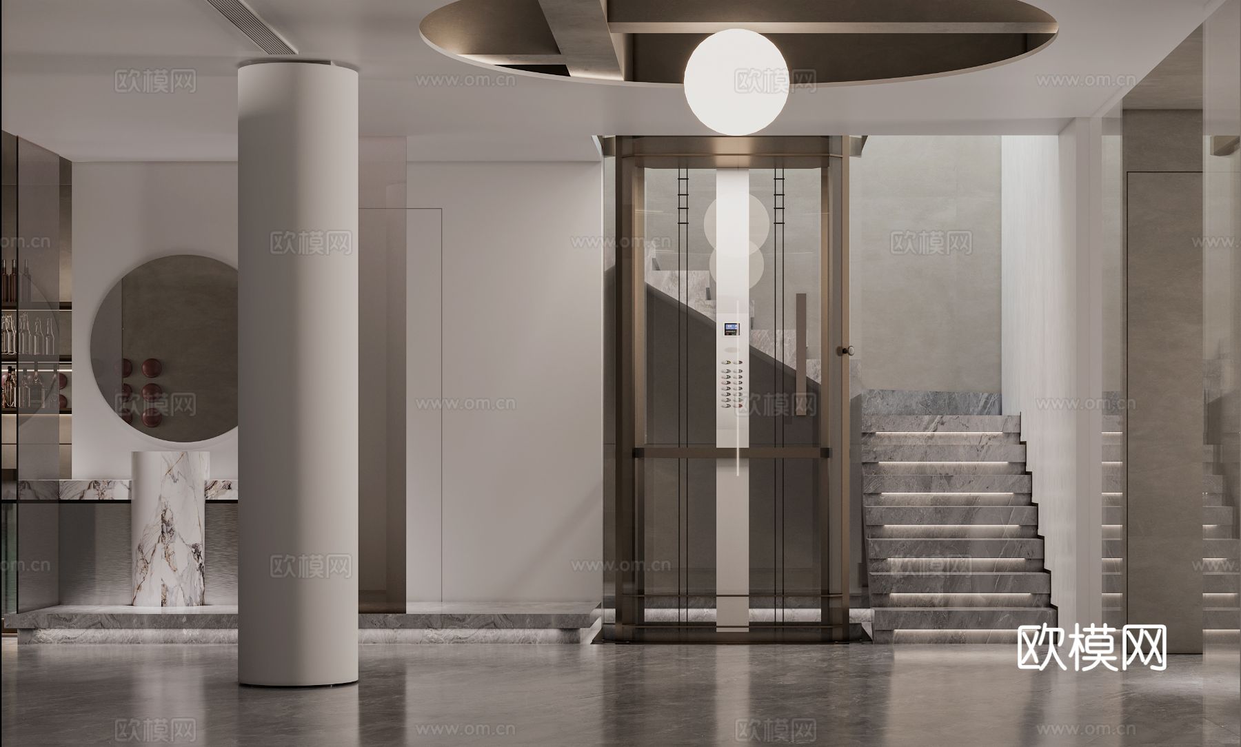 宋式新中式大平层家装风格效果图下载（渲染图6）