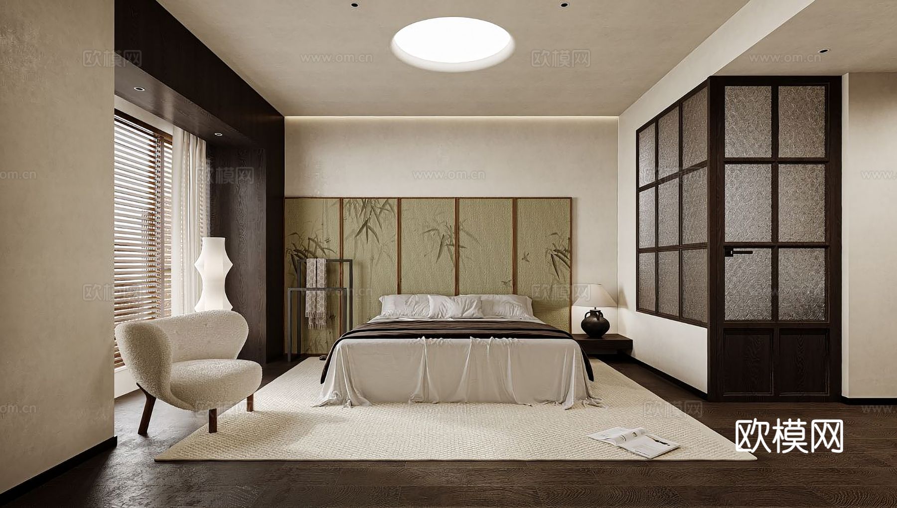 宋式新中式大平层家装风格效果图下载（渲染图5）